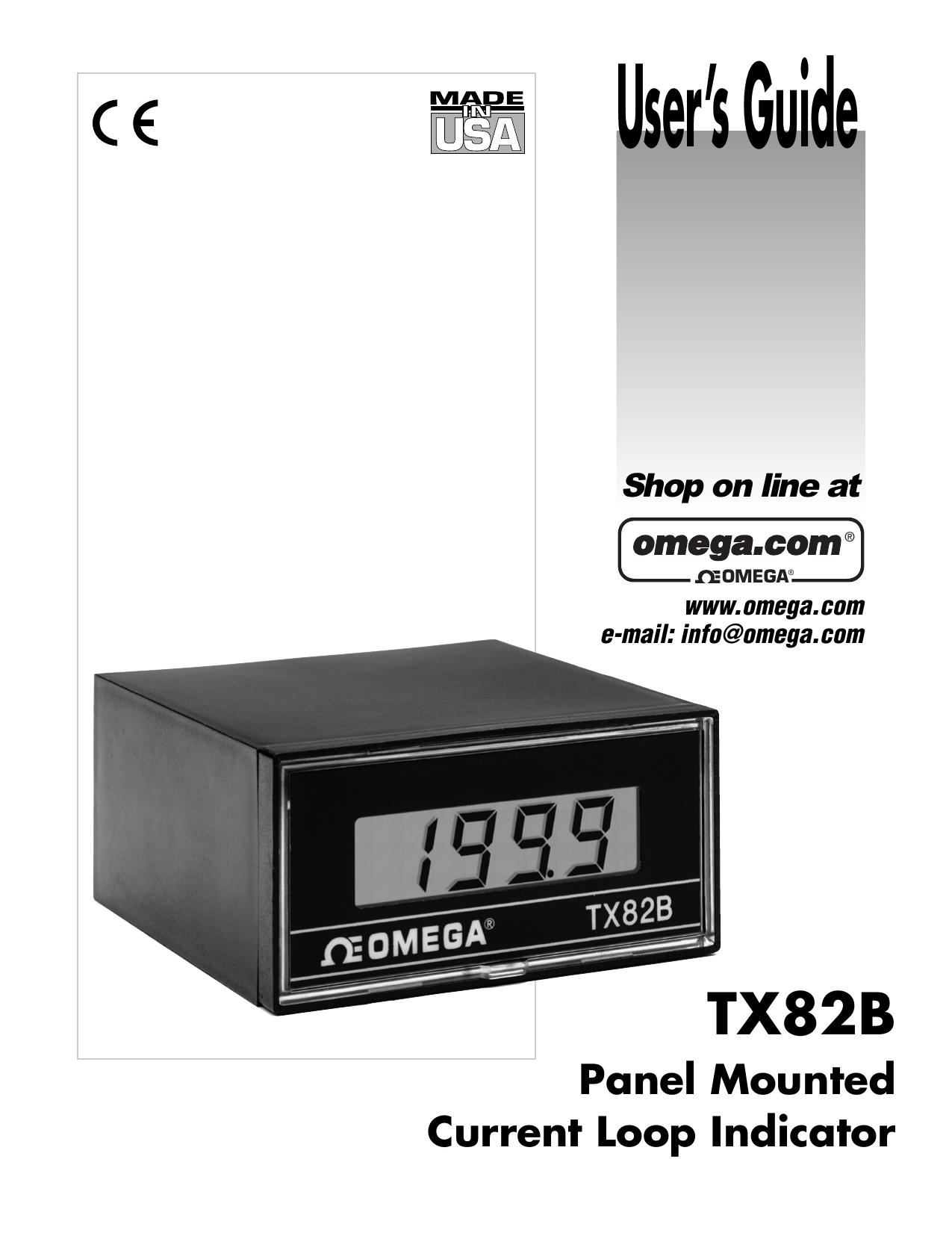 Omega TX82B Thermometer User Manual