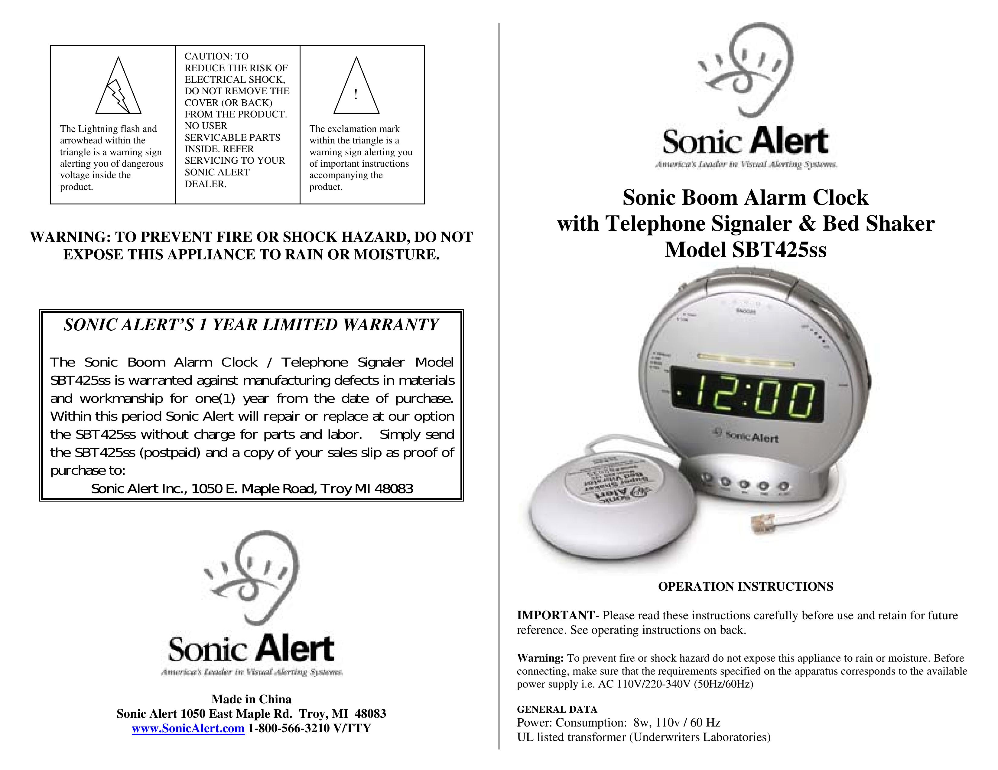 Sonic Alert SBT425SS Thermometer User Manual