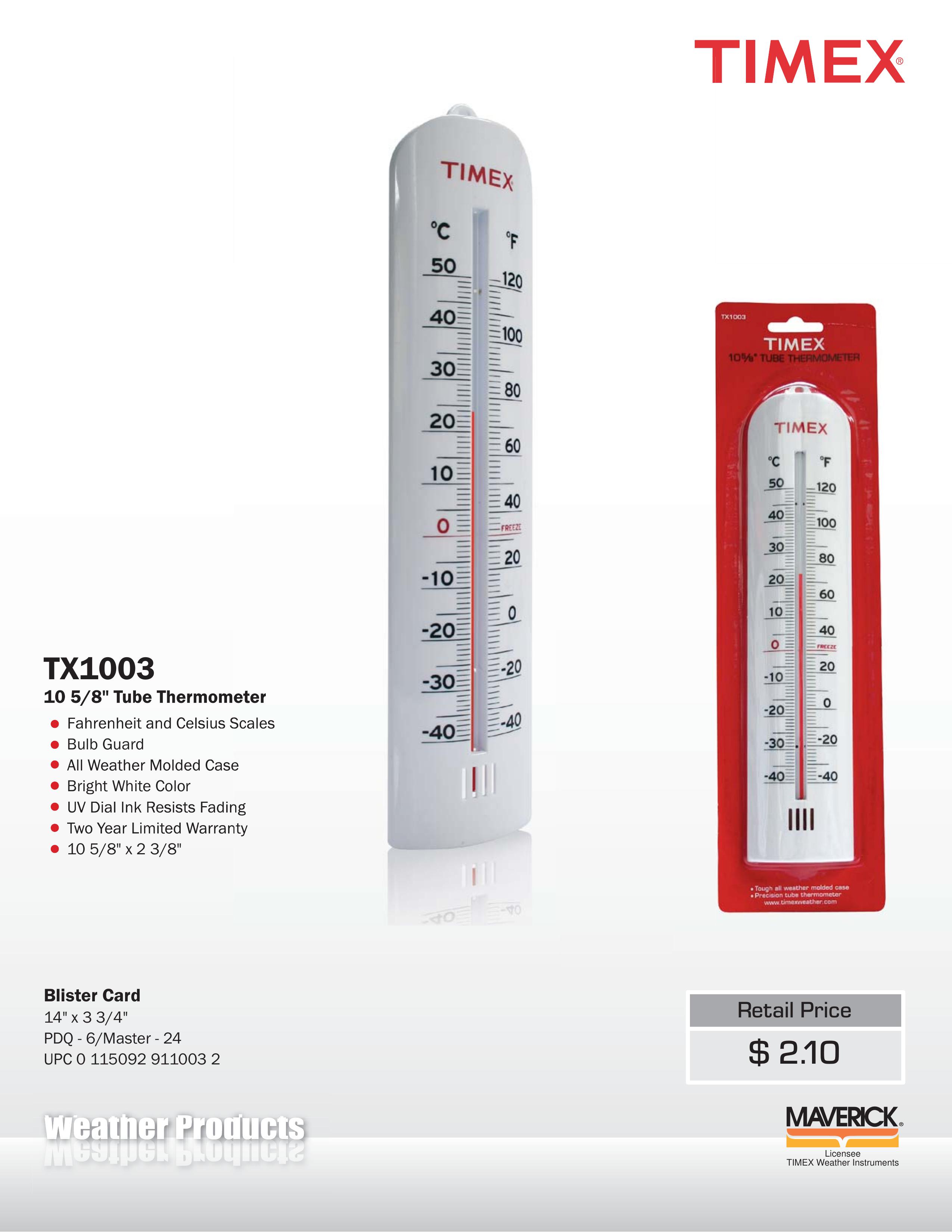 TIMEX Weather Products TX-1003 Thermometer User Manual