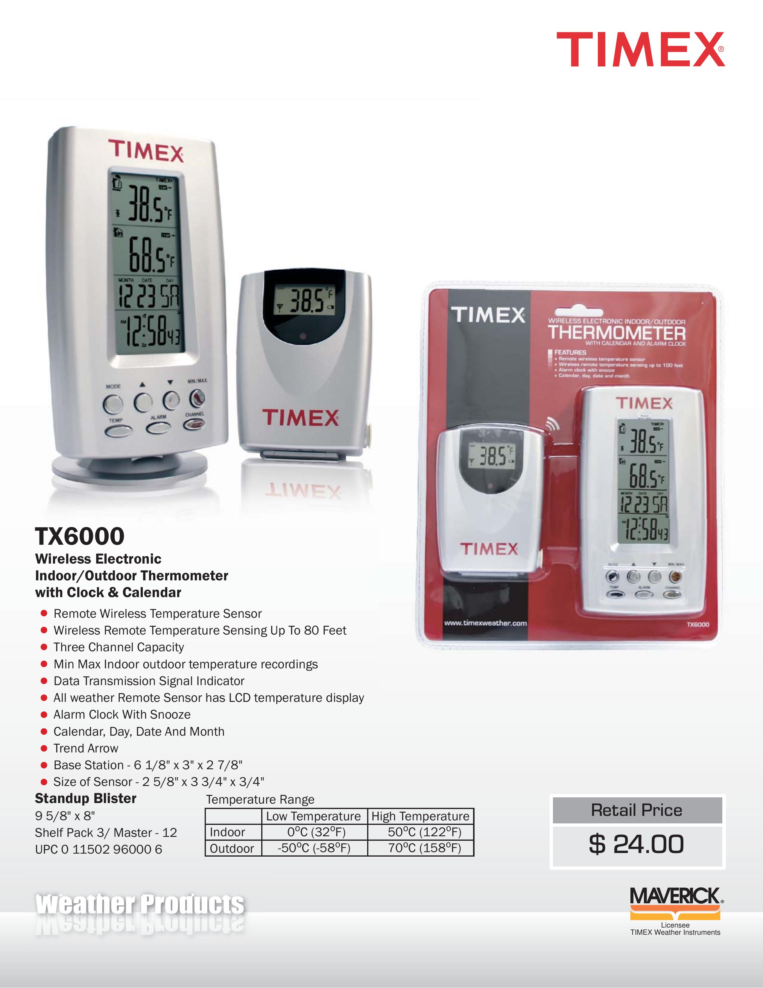 TIMEX Weather Products TX6000 Thermometer User Manual