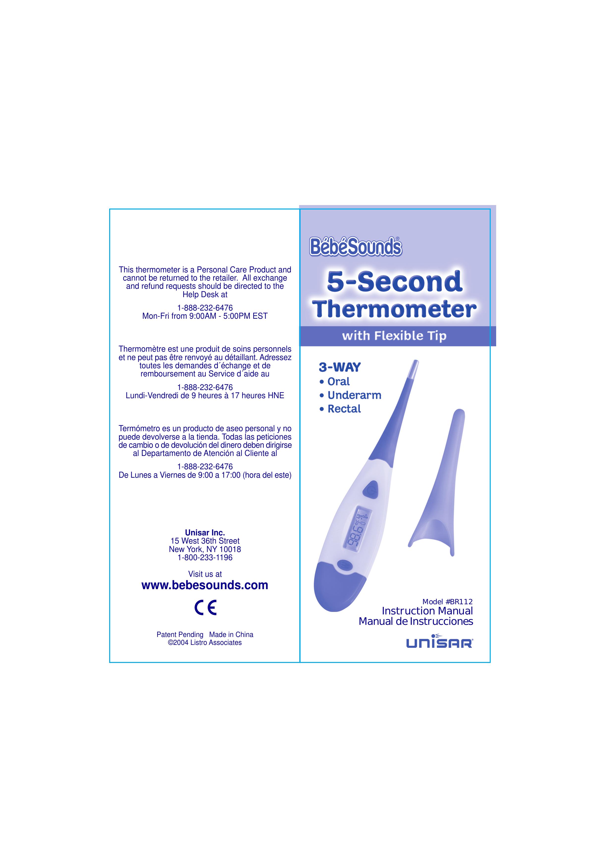 Unisar BR112 Thermometer User Manual