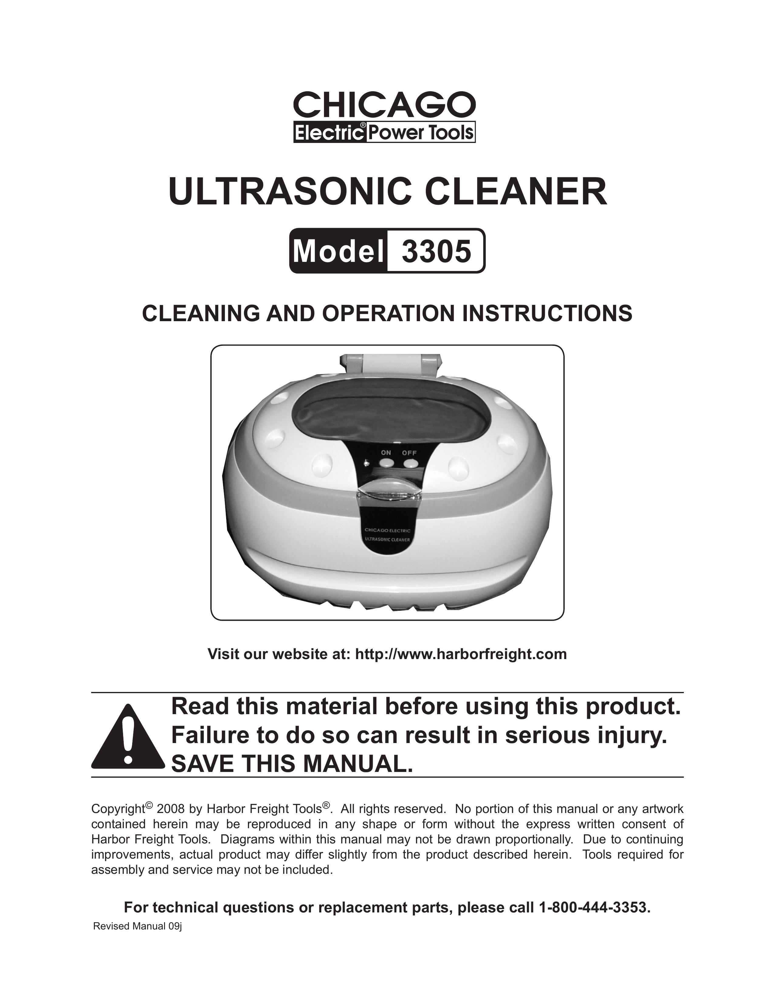 Harbor Freight Tools 3305 Ultrasonic Jewelry Cleaner User Manual