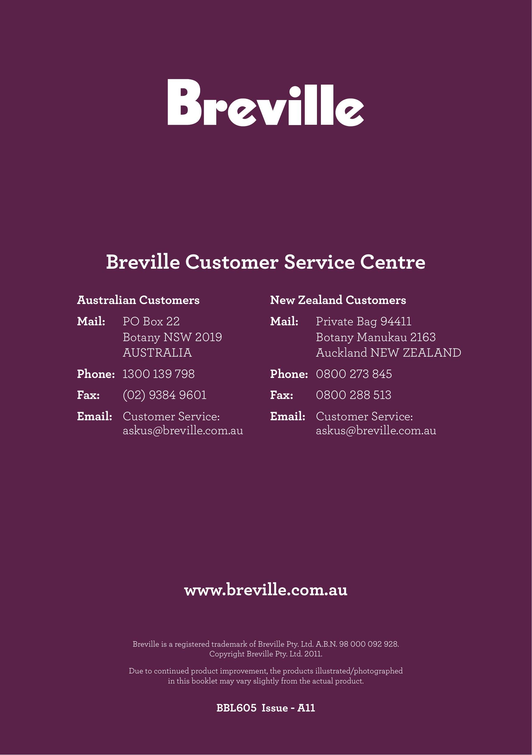 Breville BBL605 Wheelchair User Manual