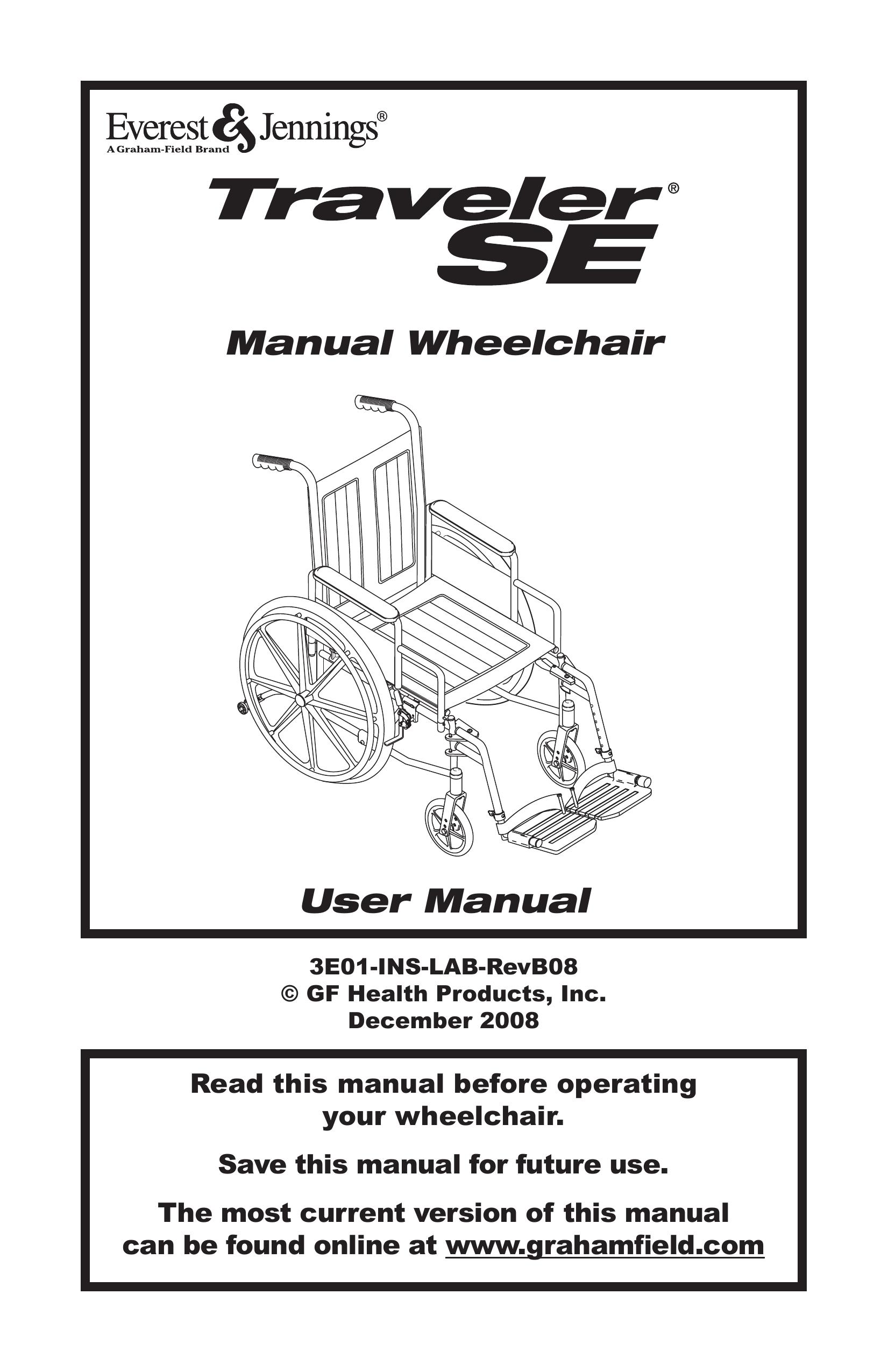 E&J 3E01-INS-LAB-REVB08 Wheelchair User Manual