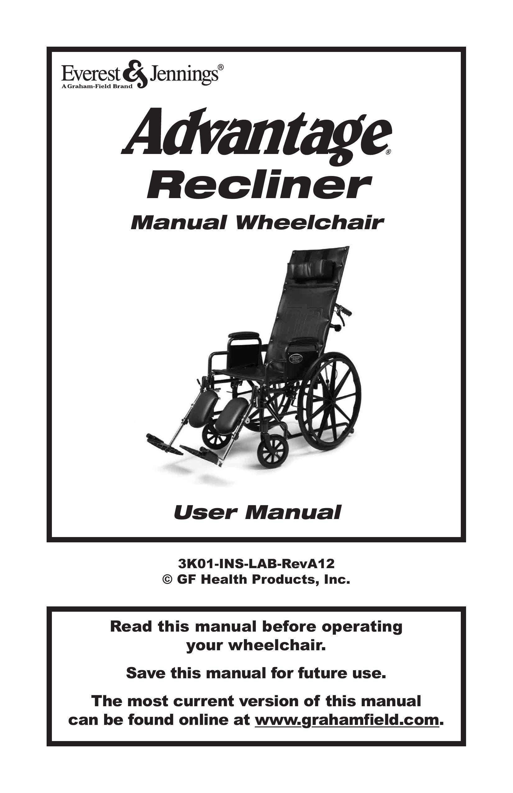 E&J 3K01-INS-LAB-RevA12 Wheelchair User Manual