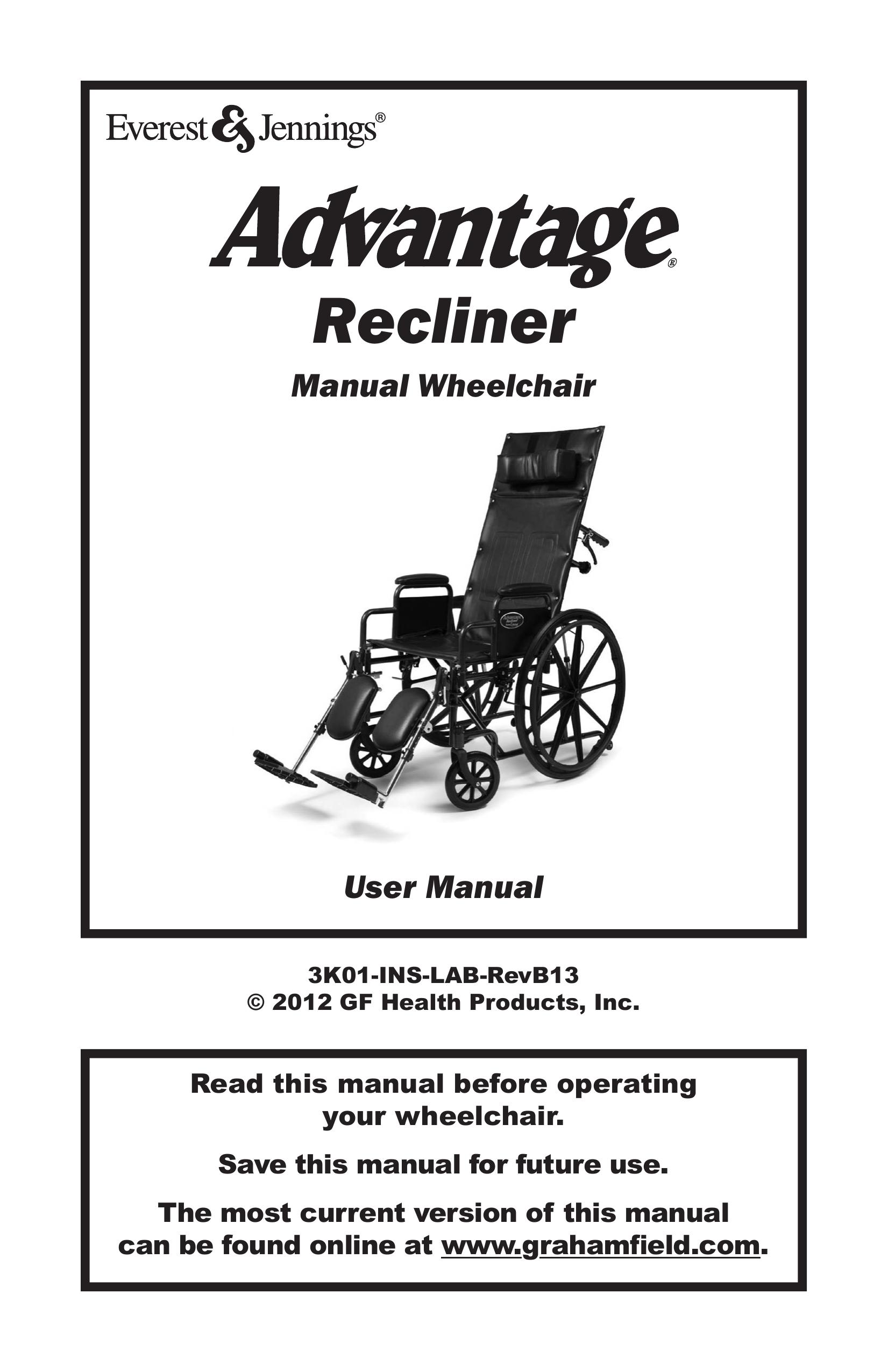 E&J 3K01-INS-LAB-RevB13 Wheelchair User Manual