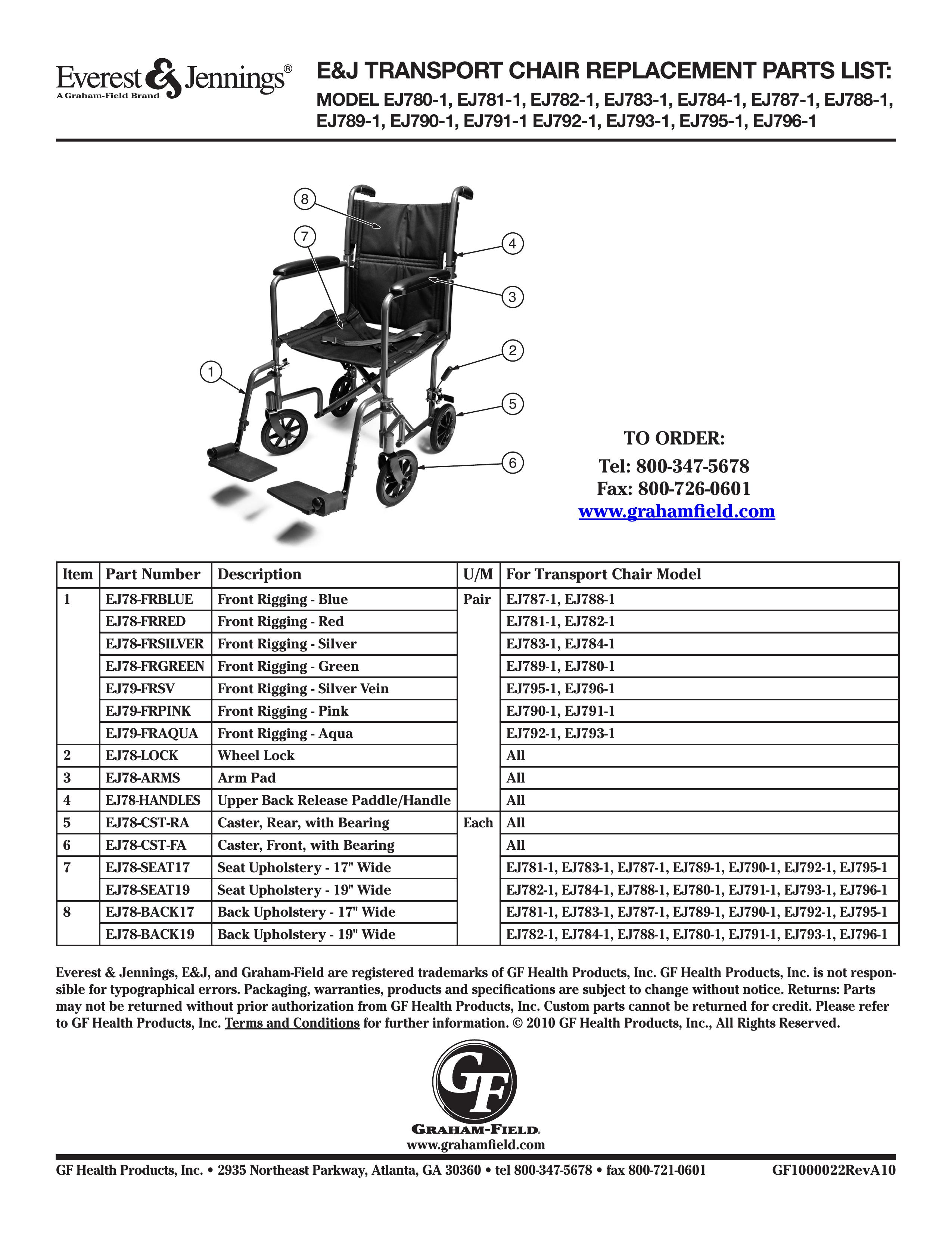 E&J EJ780-1 Wheelchair User Manual