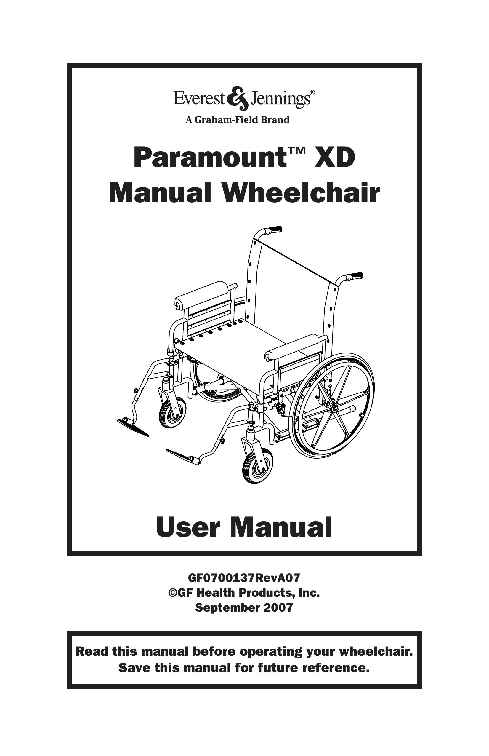 E&J GF0700137RevA07 Wheelchair User Manual