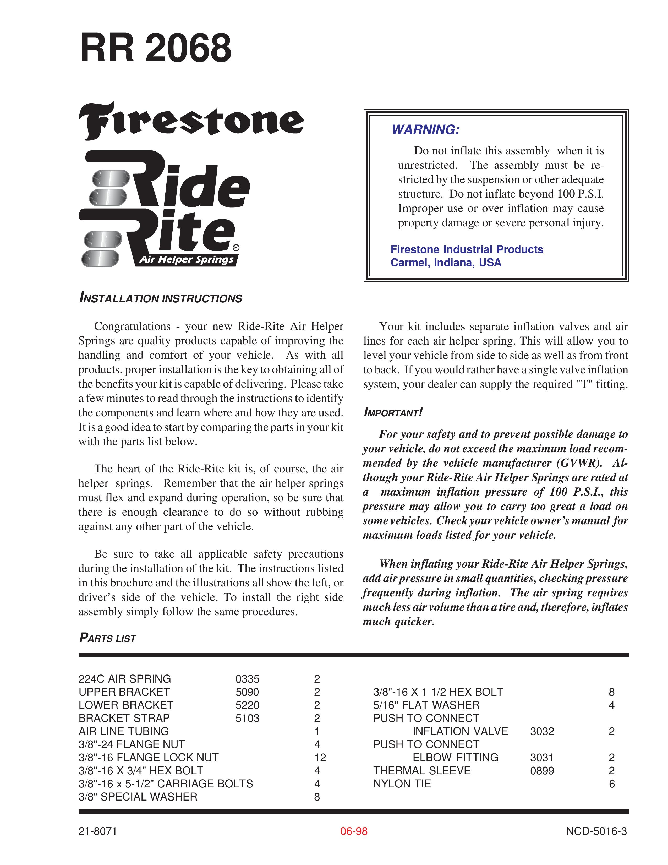 Firestone rr 2068 Wheelchair User Manual