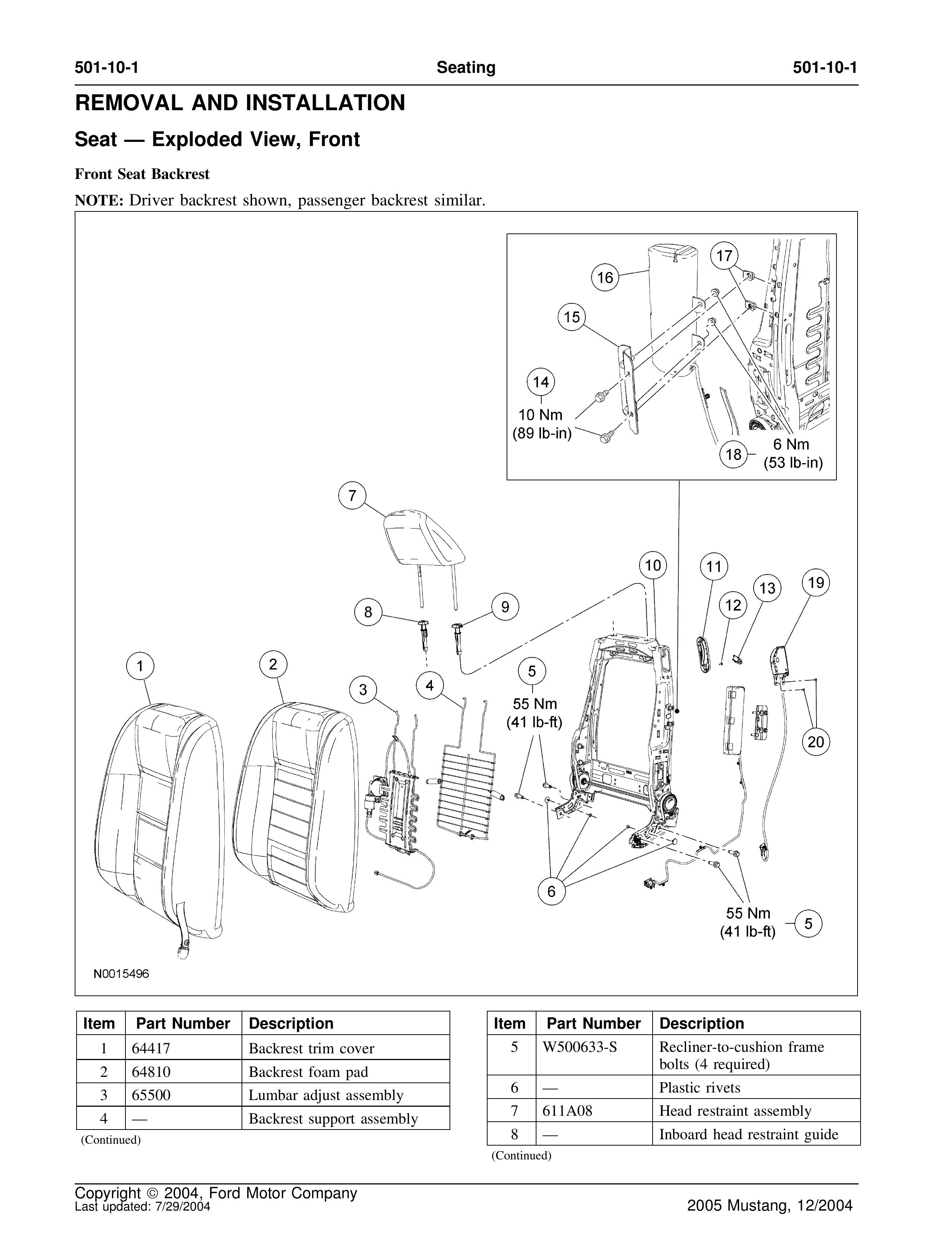 Ford 501-10-1 Wheelchair User Manual