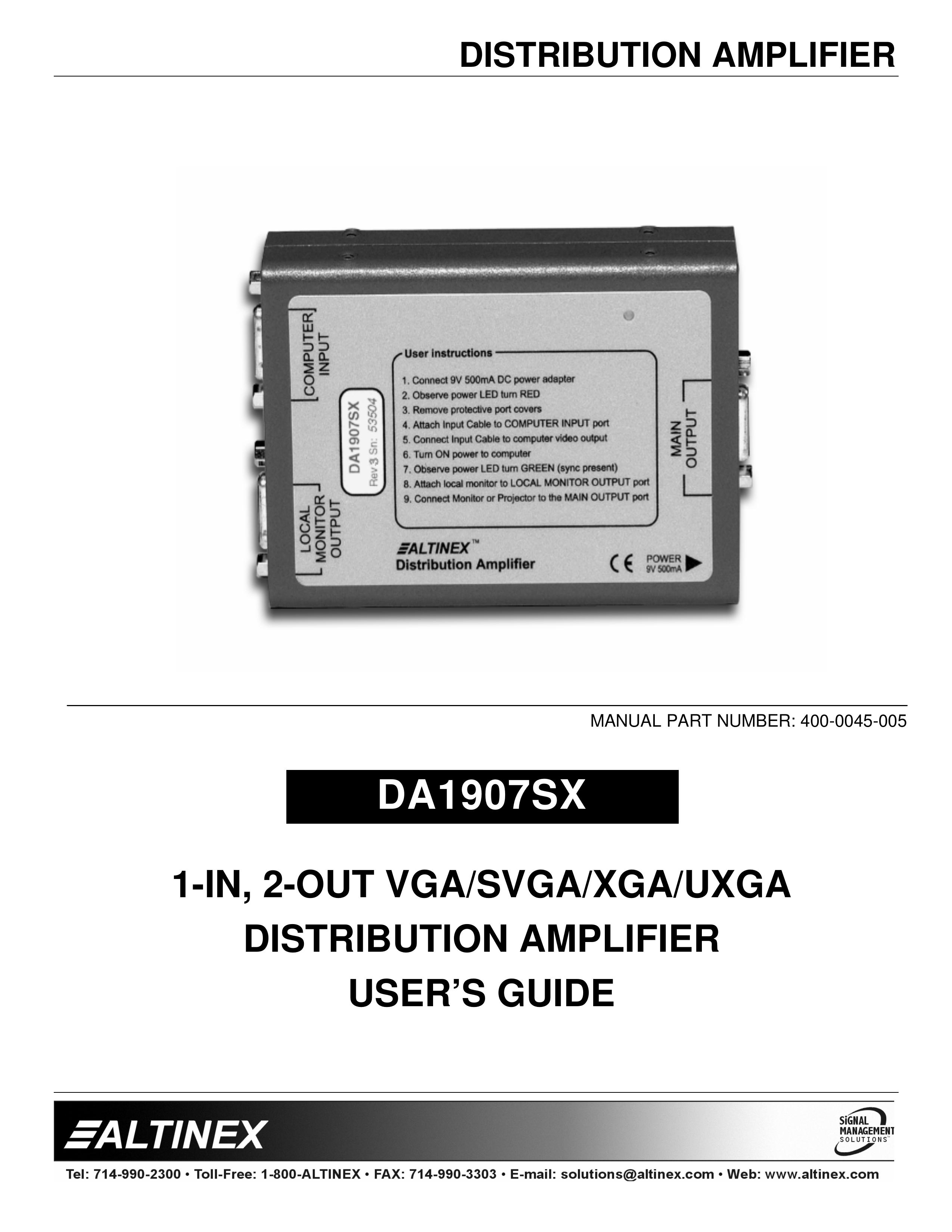 Altinex DA1907SX Camcorder User Manual