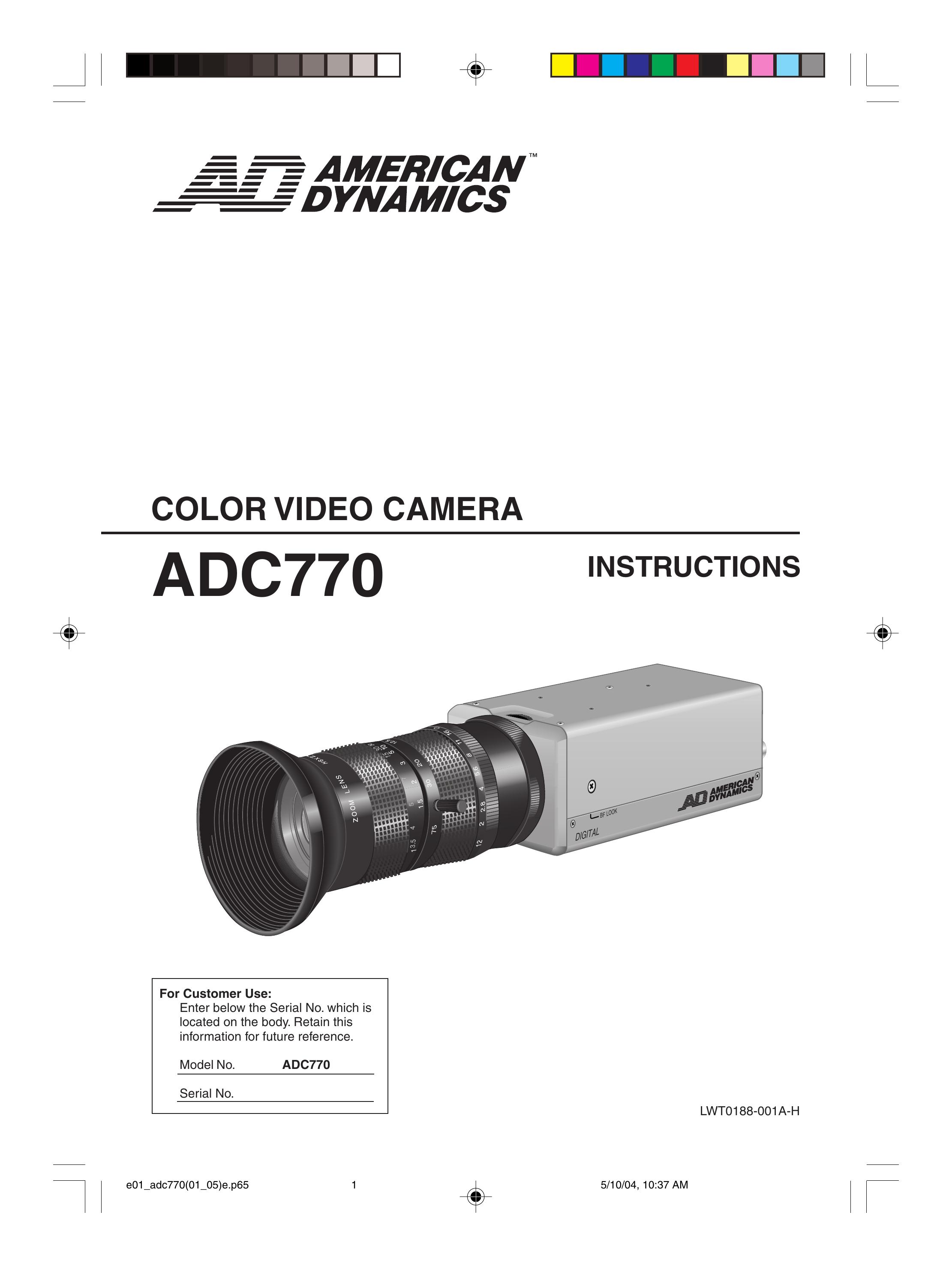 American Dynamics ADC770 Camcorder User Manual