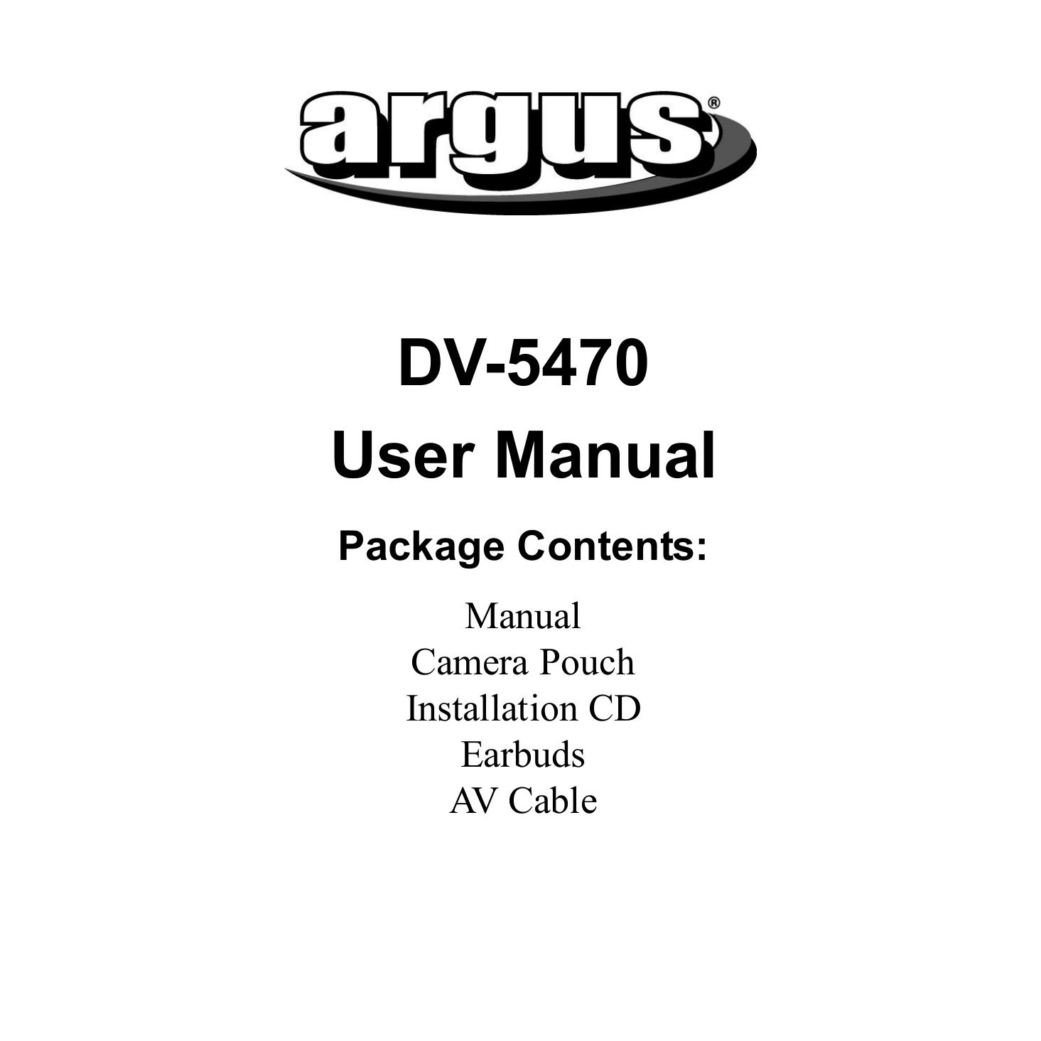 Argus Camera DV 5470 Camcorder User Manual