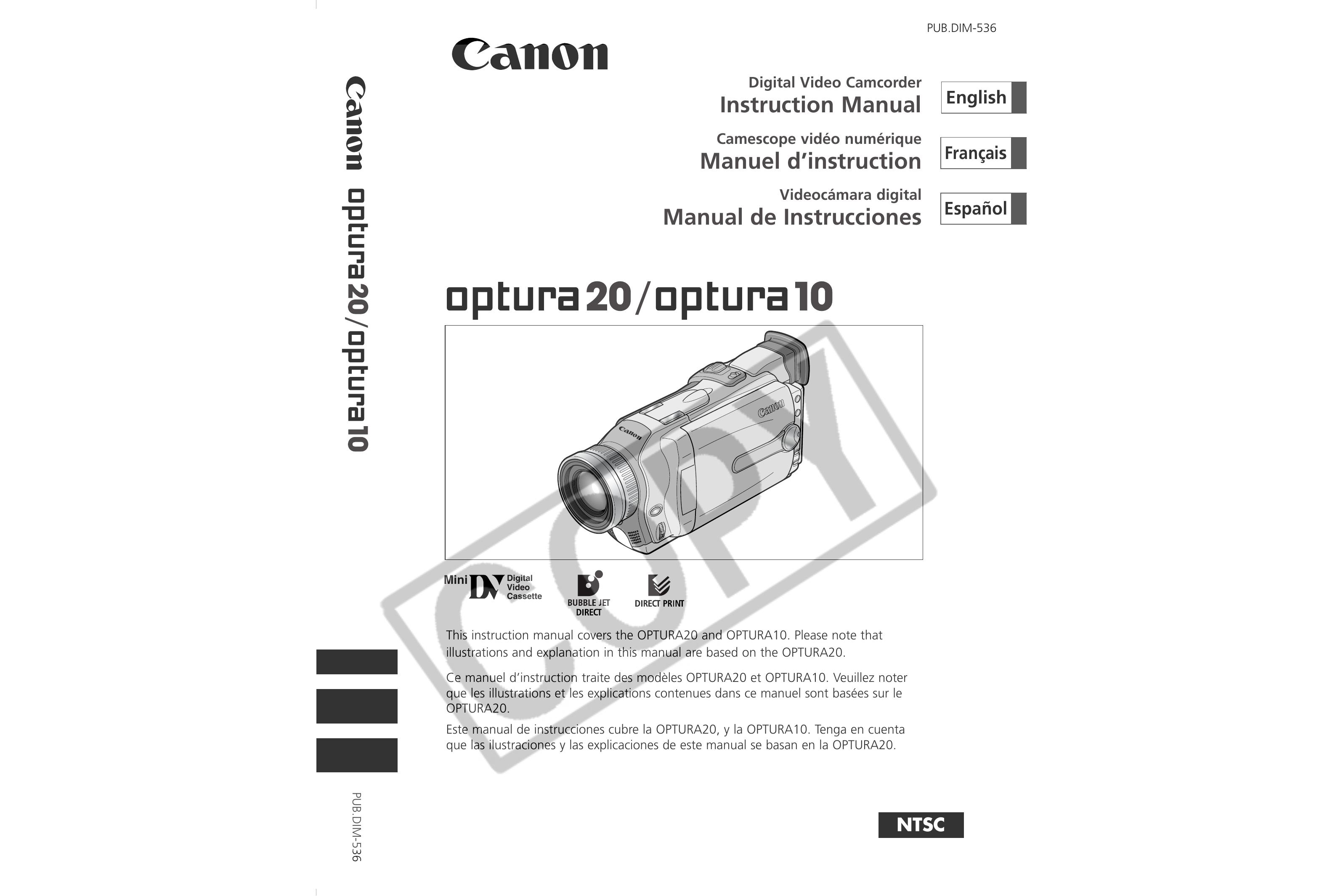 Canon 10 Camcorder User Manual