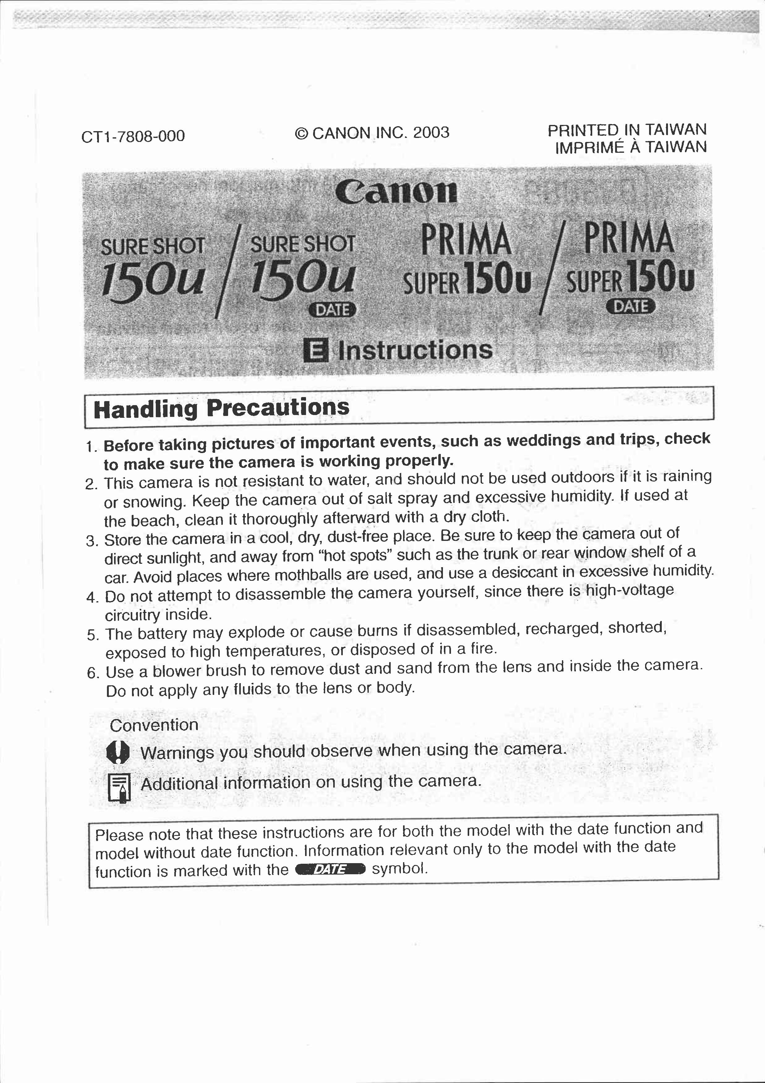 Canon 150U DATE Camcorder User Manual