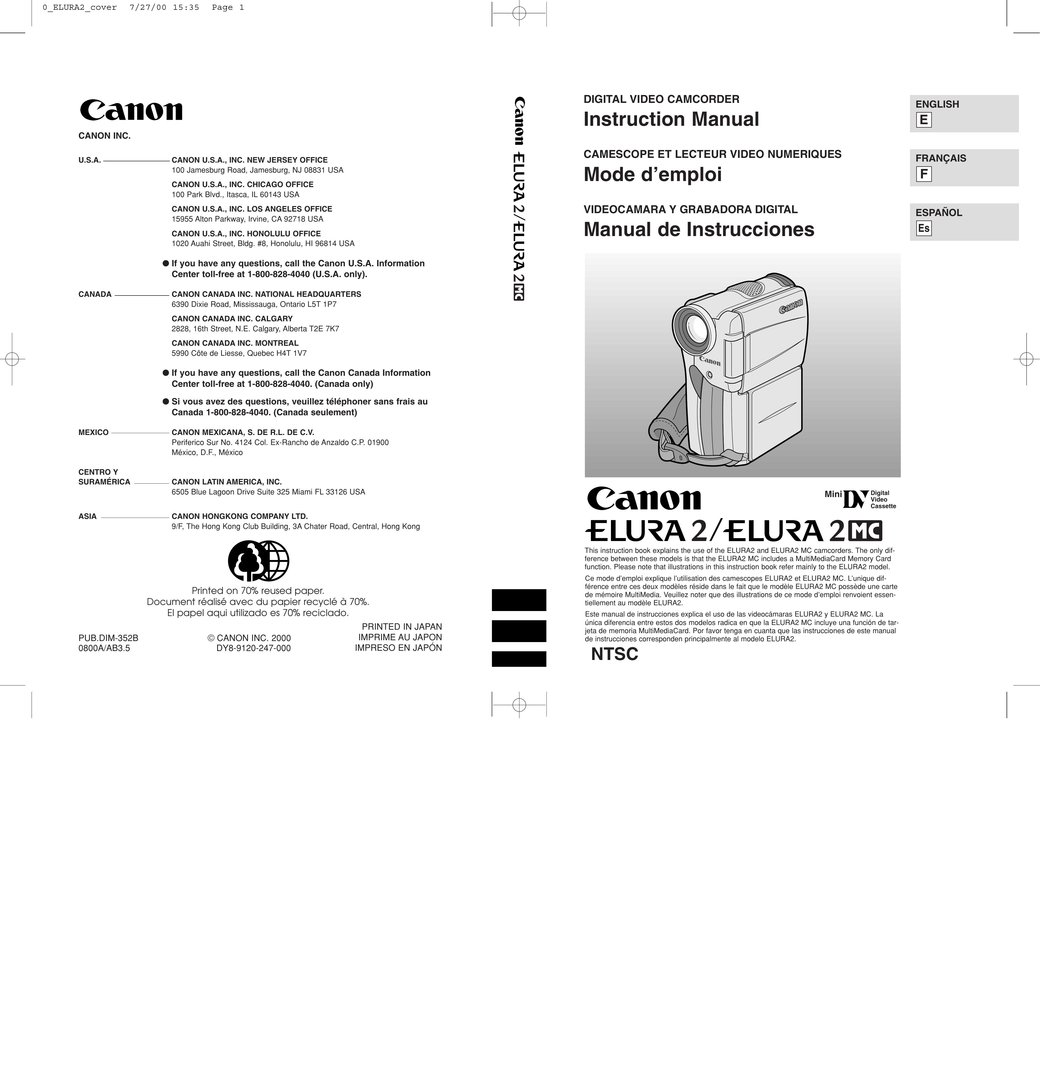 Canon 2 Camcorder User Manual