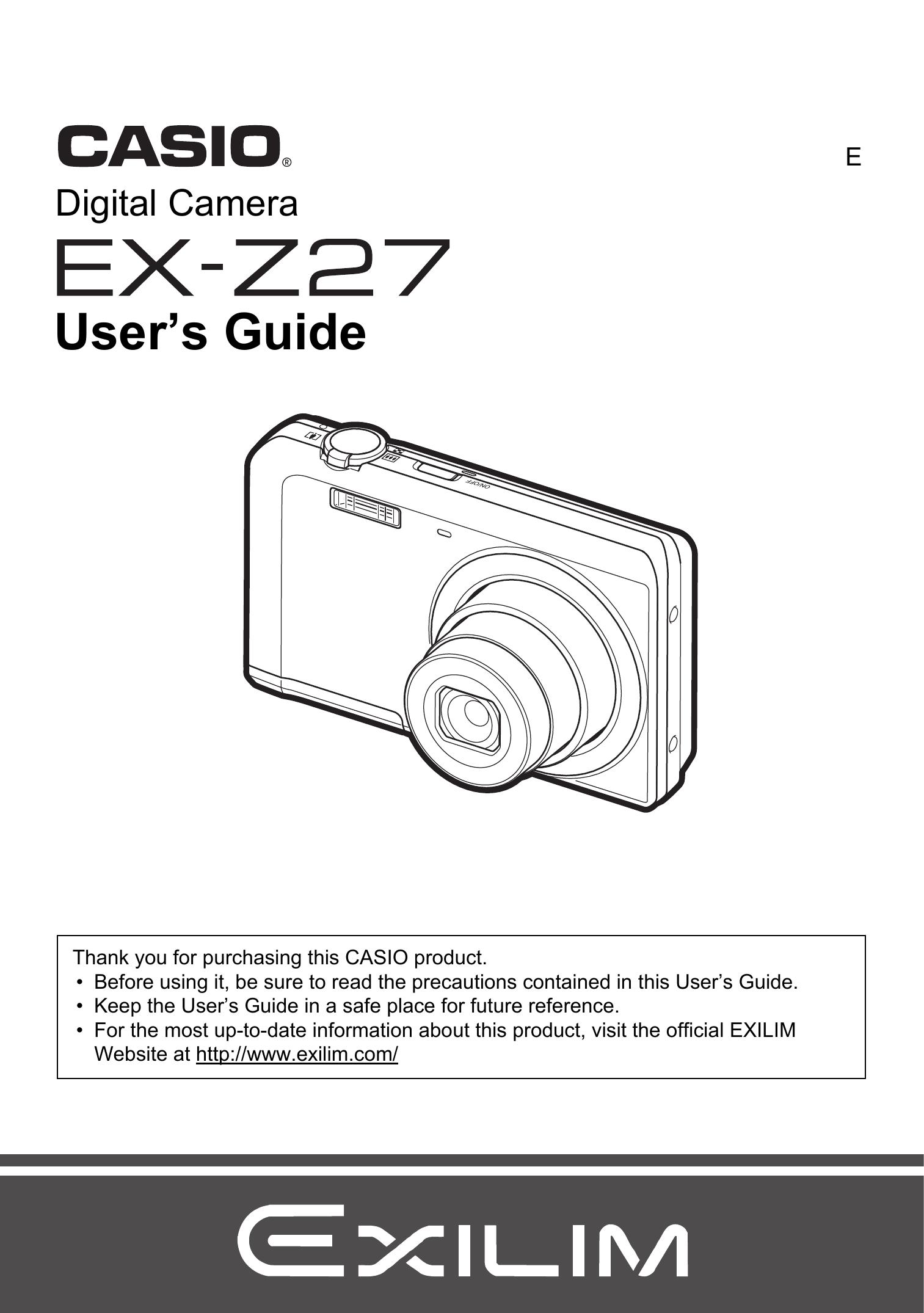 Casio EX-Z27 Camcorder User Manual