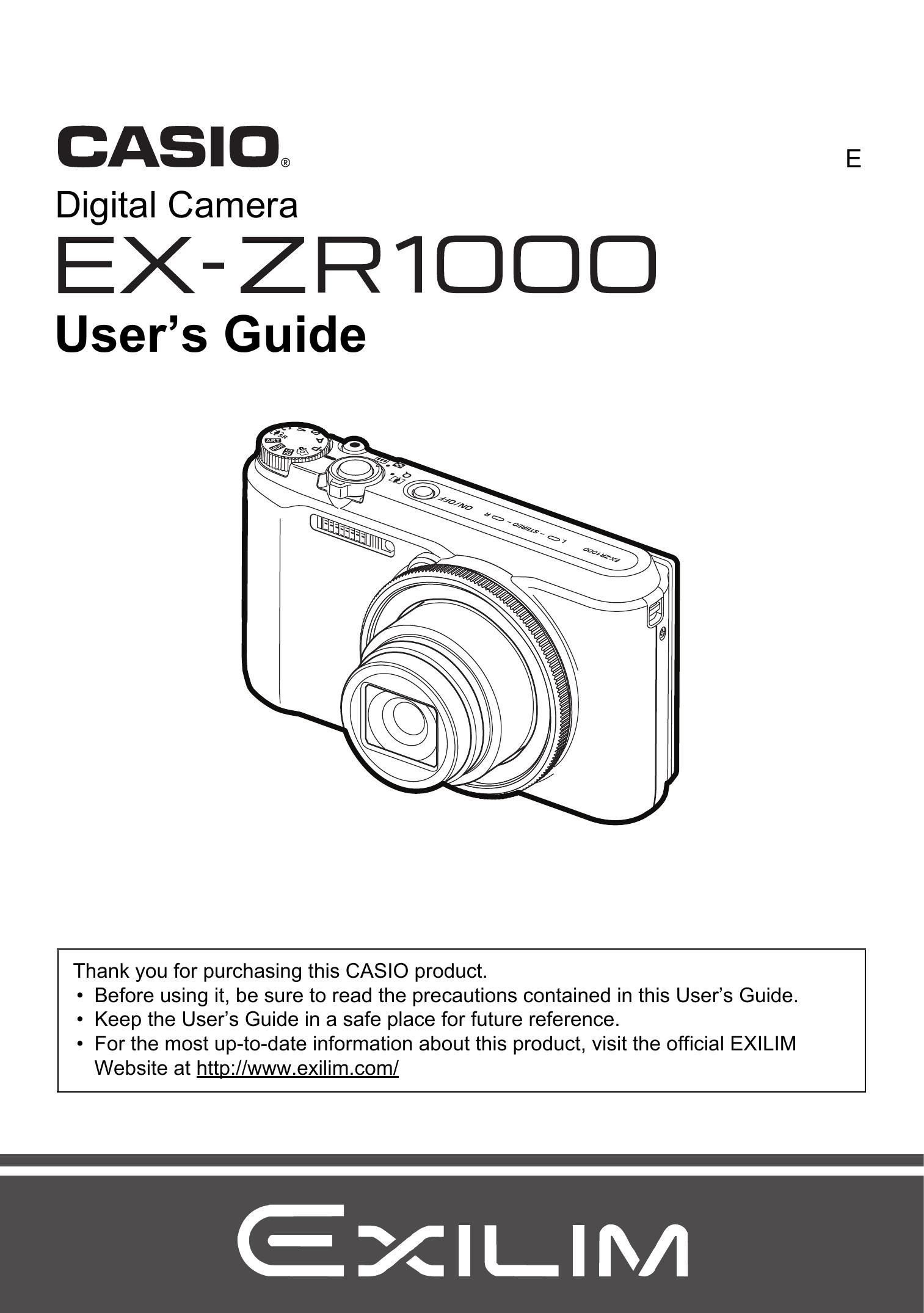 Casio EX-ZR1000 Camcorder User Manual