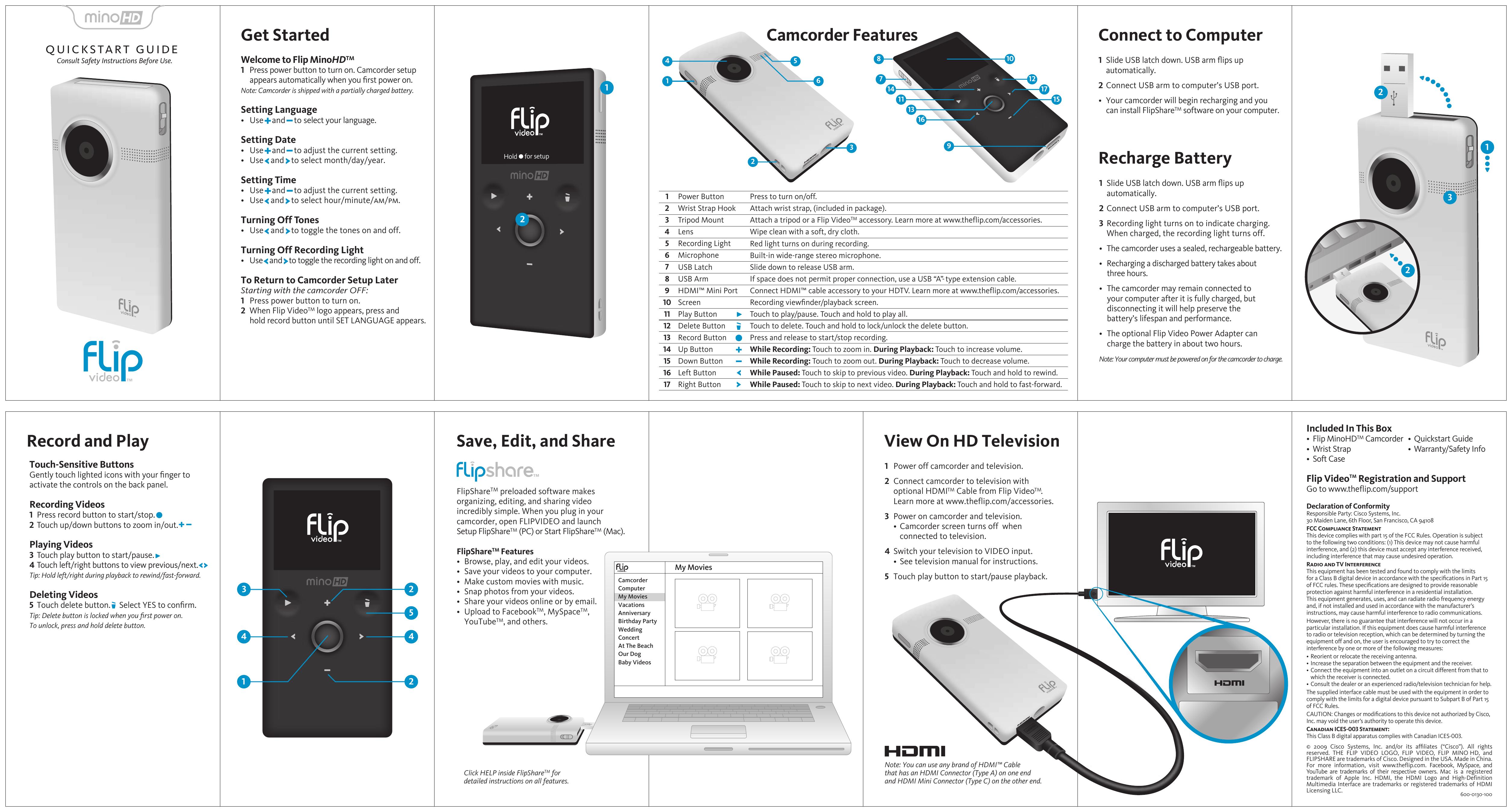 Cisco Systems Mino2HD Camcorder User Manual