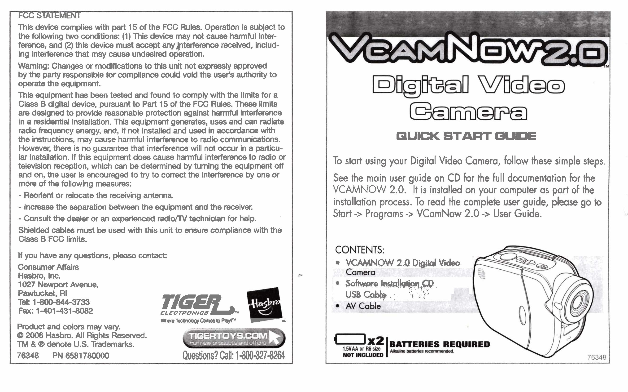 Hasbro VcamNow 2.0 Camcorder User Manual