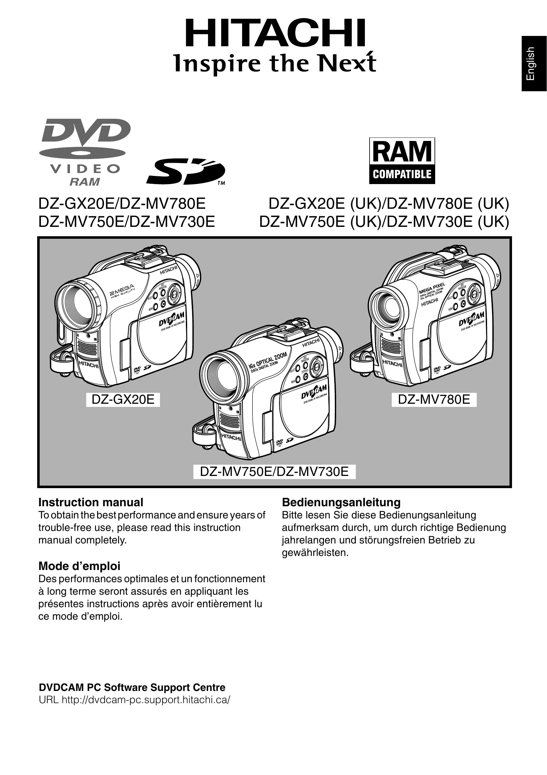 Hitachi DZ-GX20E Camcorder User Manual