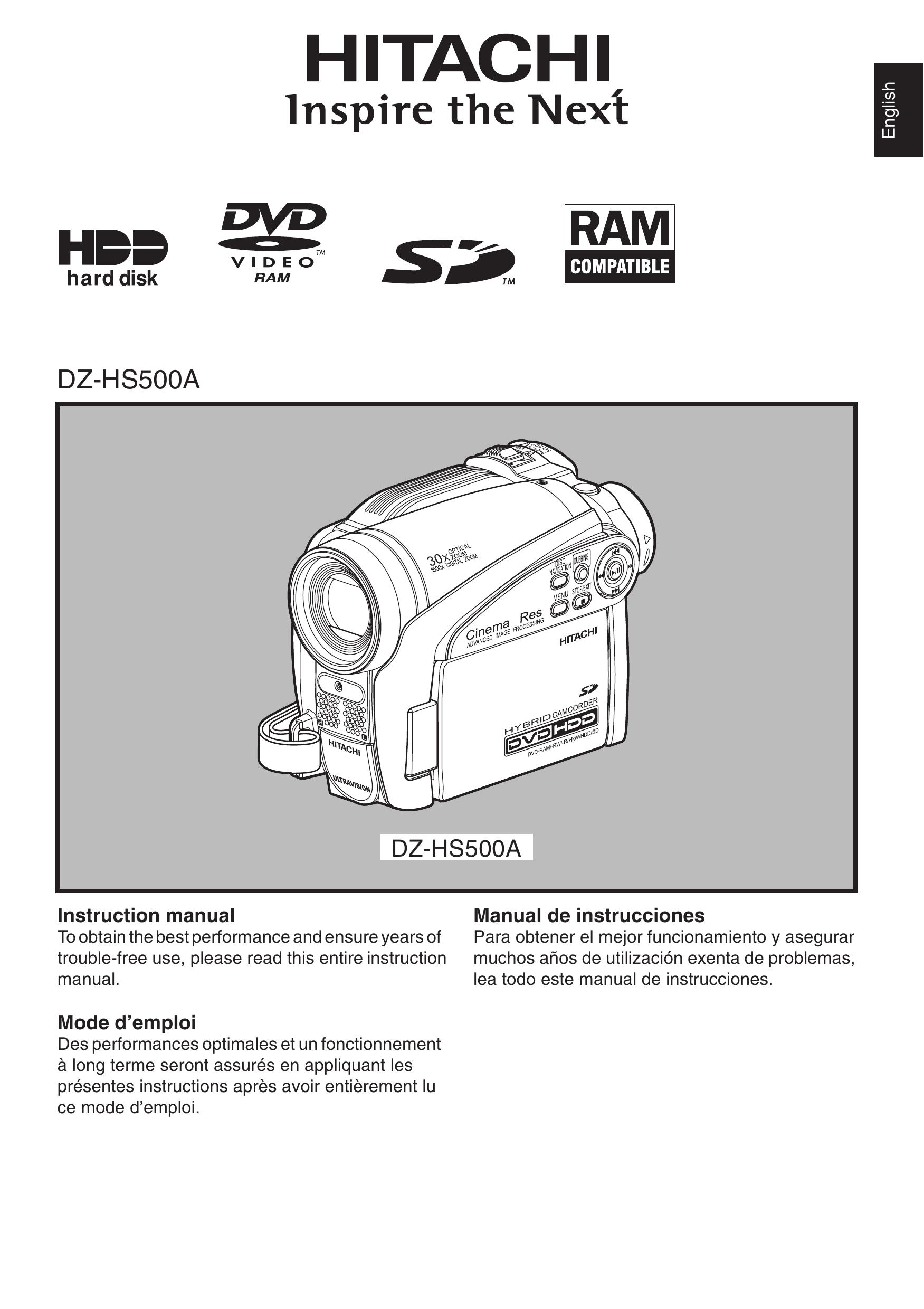 Hitachi DZ-HS500A Camcorder User Manual