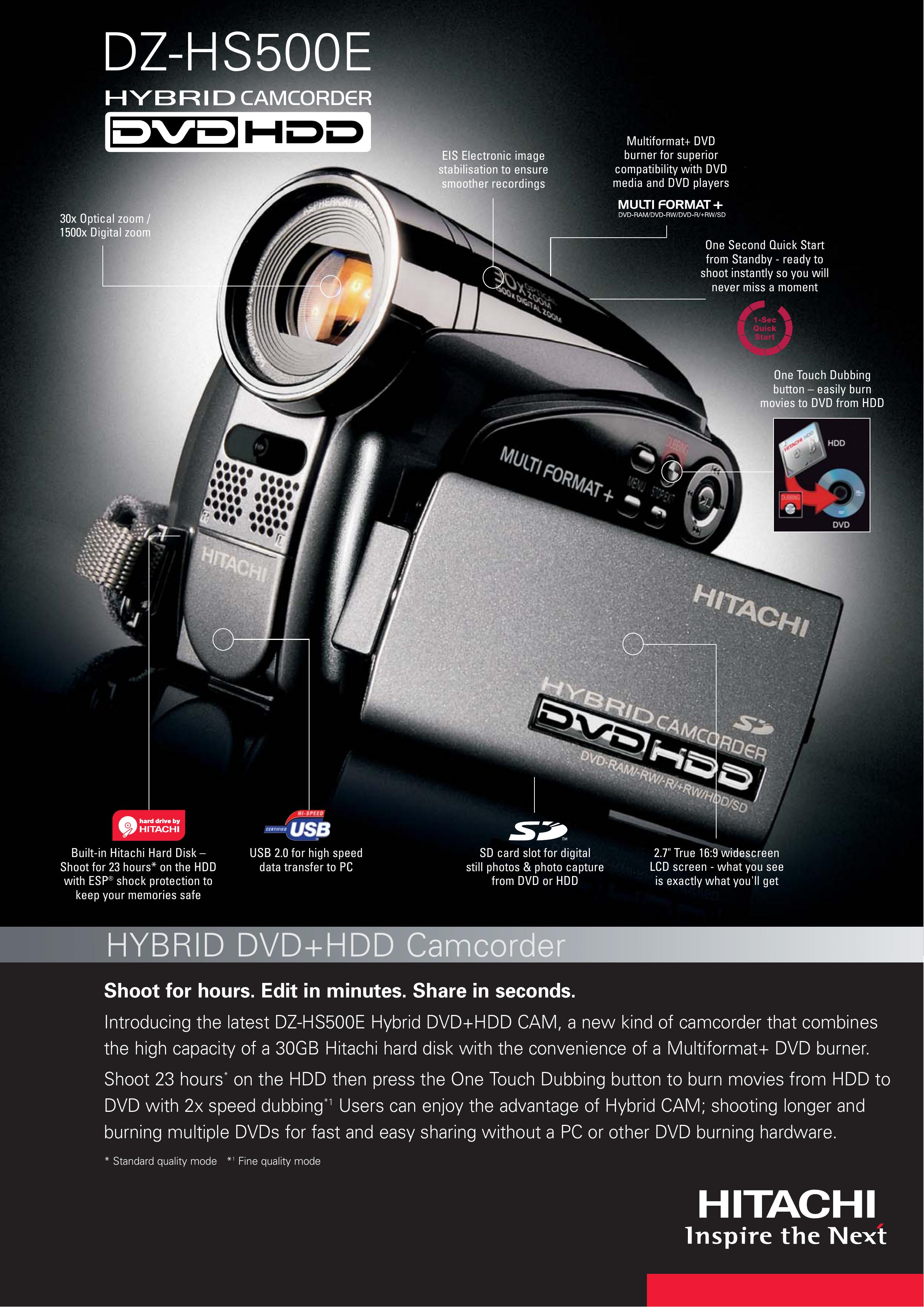 Hitachi DZ-HS500E Camcorder User Manual