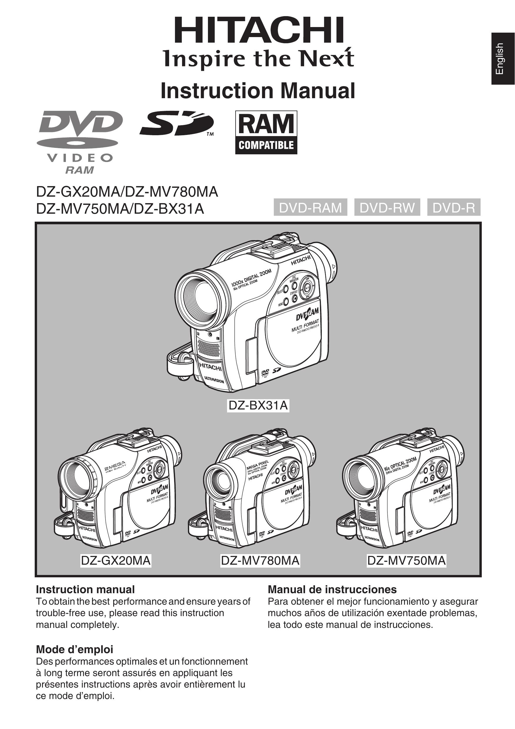 Hitachi DZGX20MA Camcorder User Manual