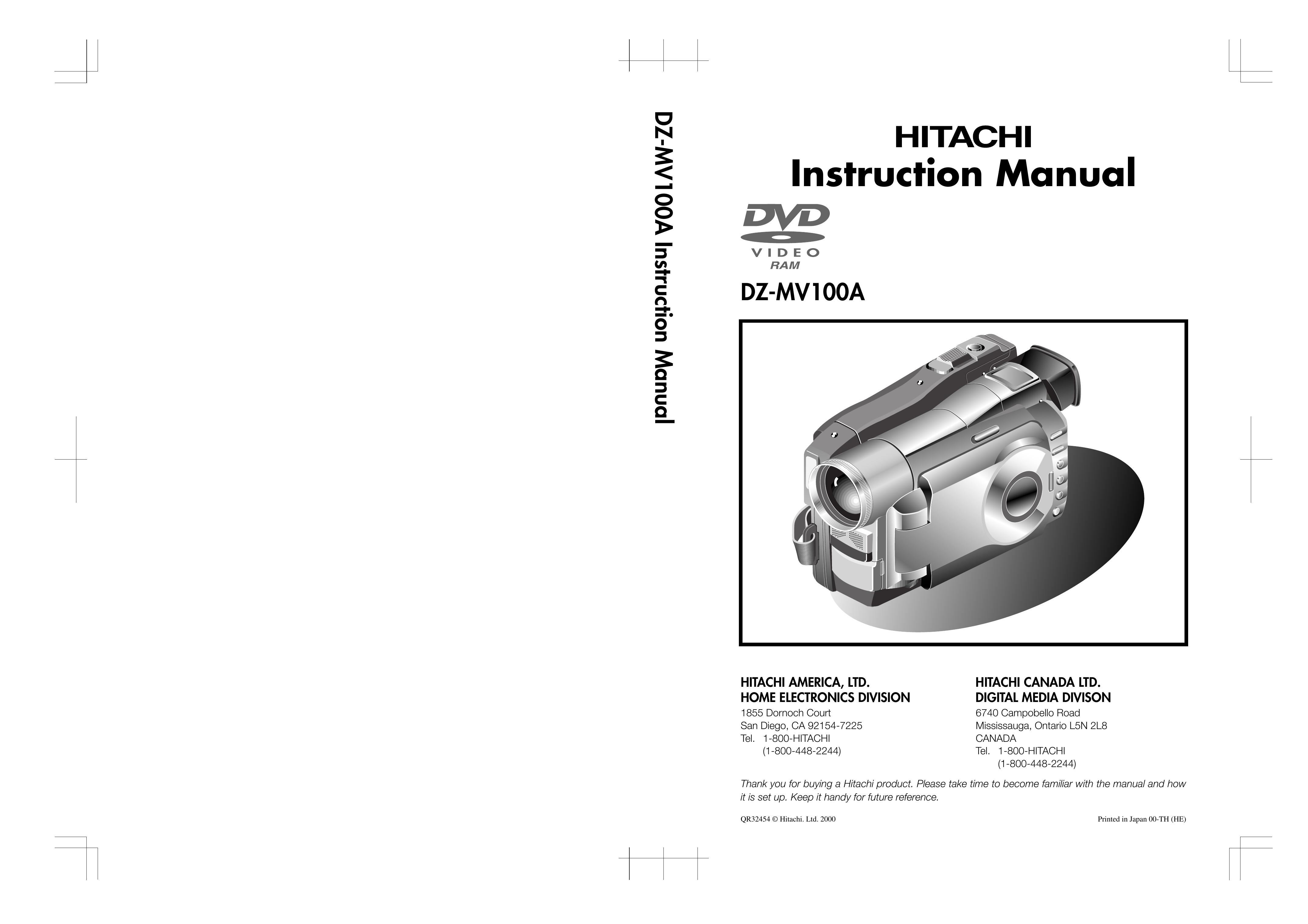 Hitachi DZMV100A Camcorder User Manual