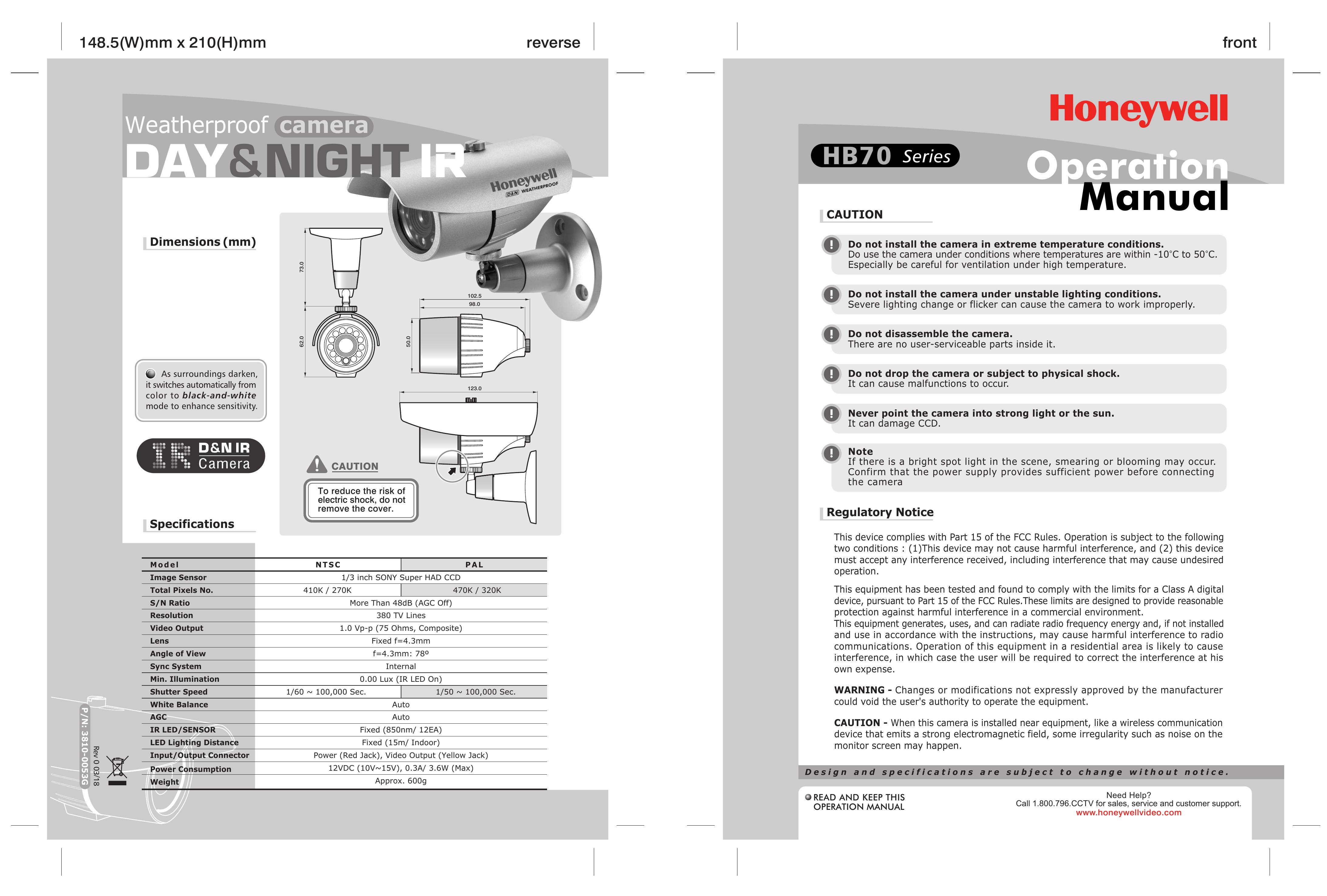 Honeywell HB70 SERIES Camcorder User Manual