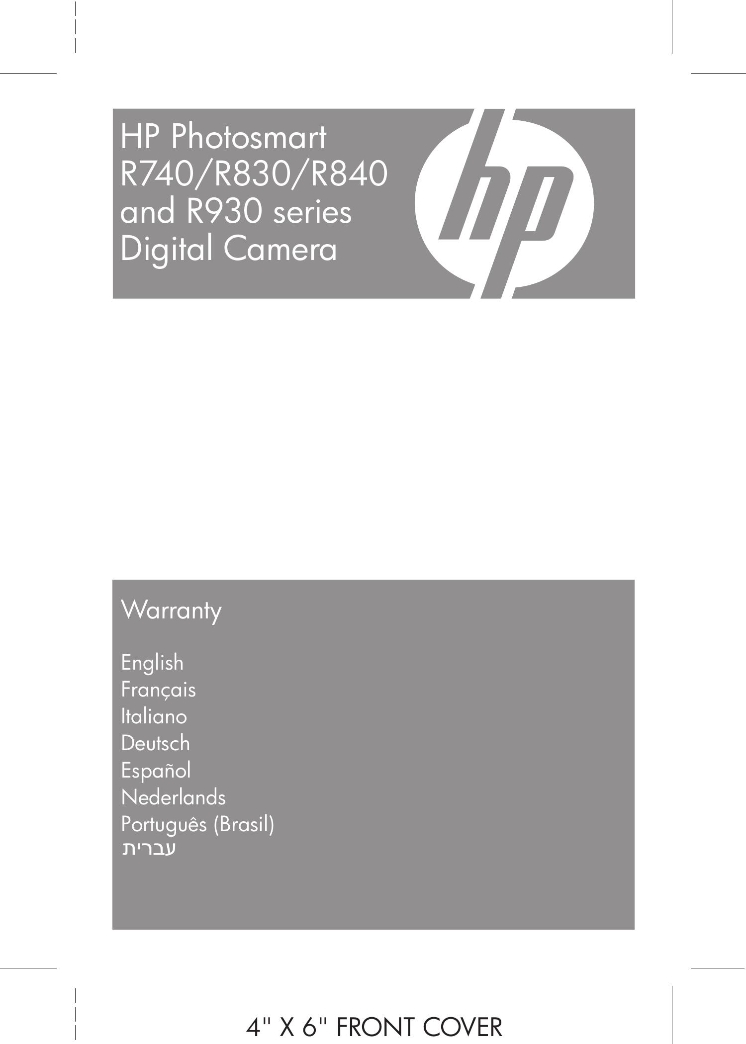 HP (Hewlett-Packard) R840 Camcorder User Manual