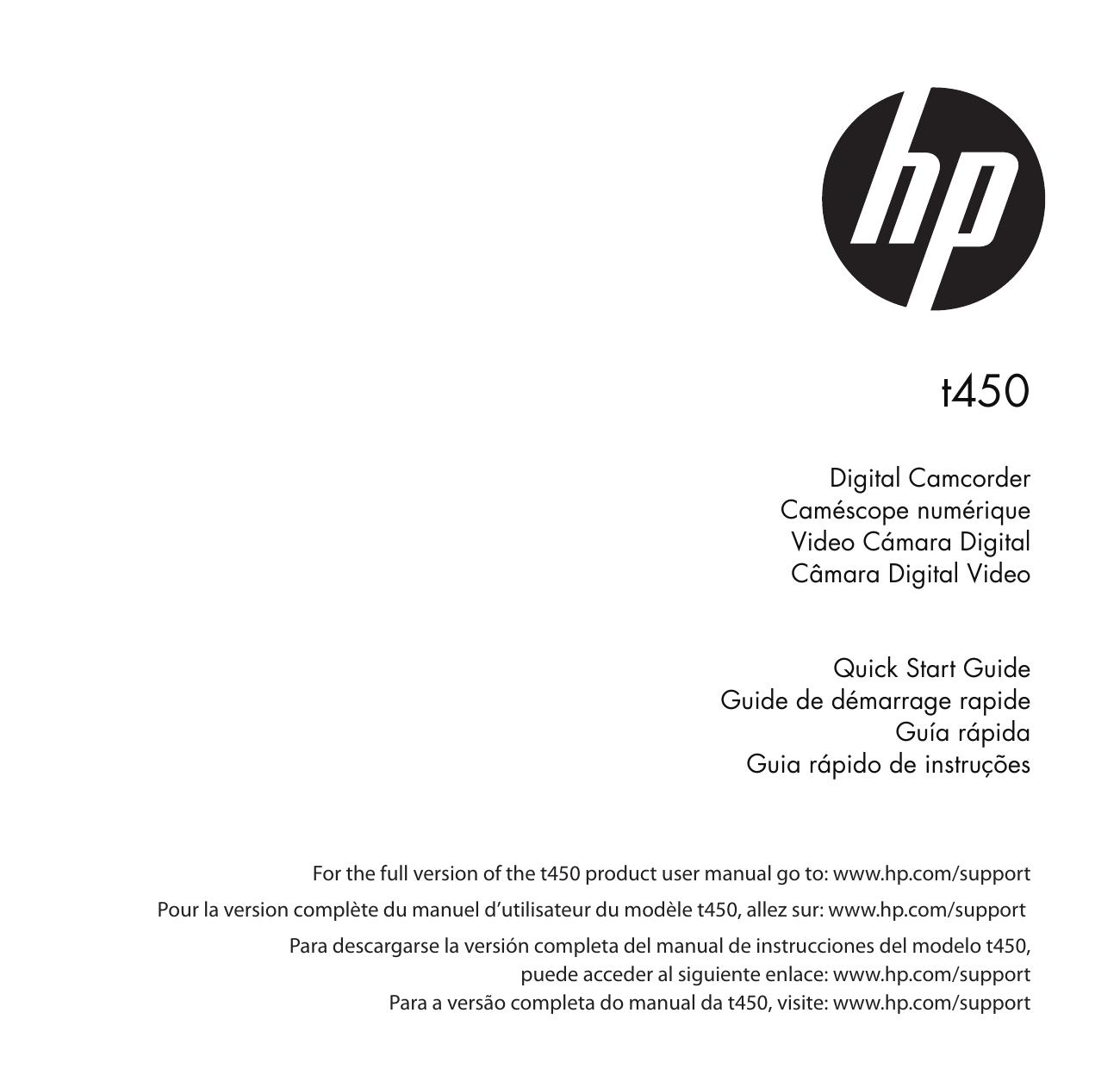 HP (Hewlett-Packard) T450 Camcorder User Manual