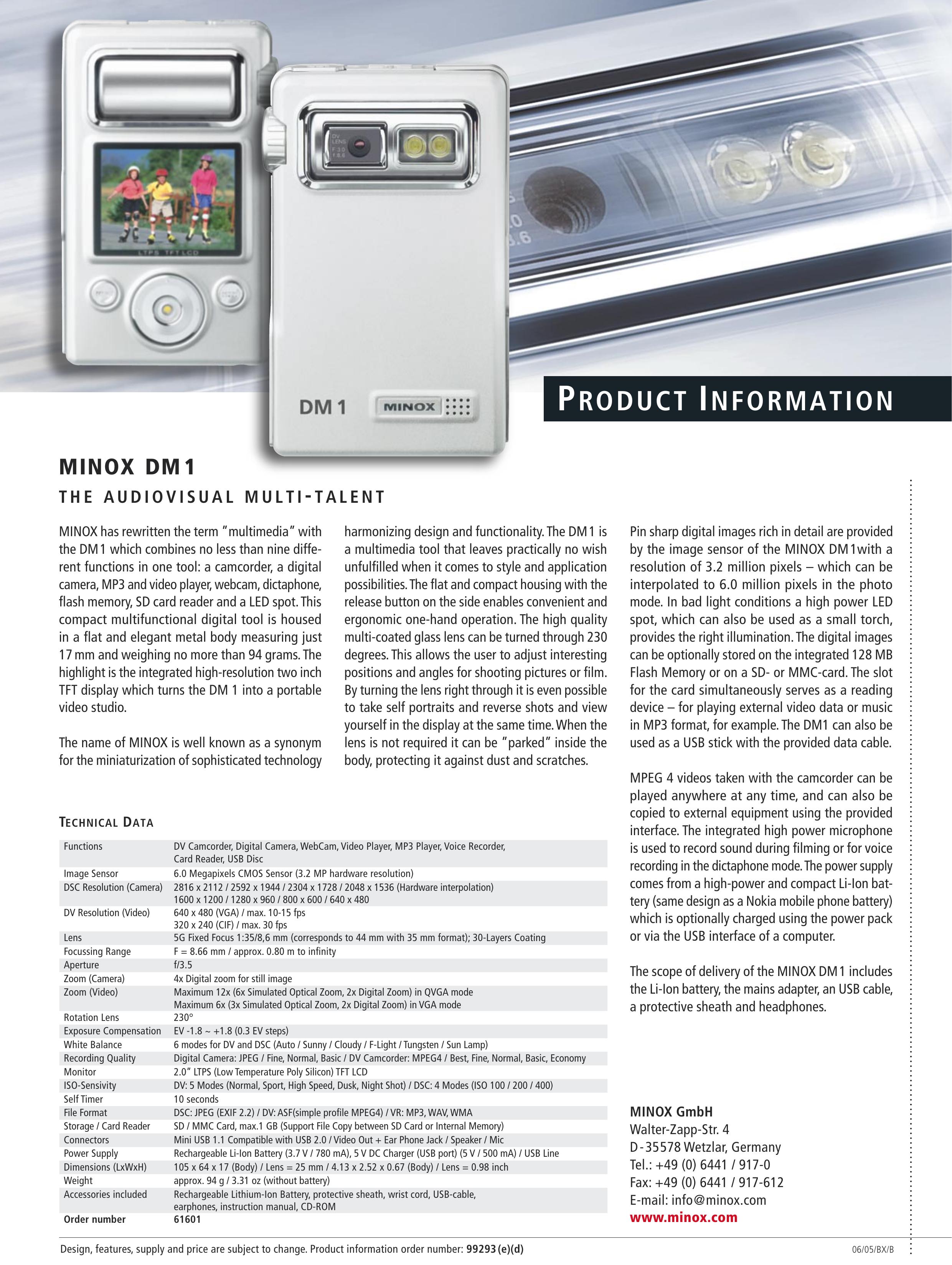 Minox DM1 Camcorder User Manual