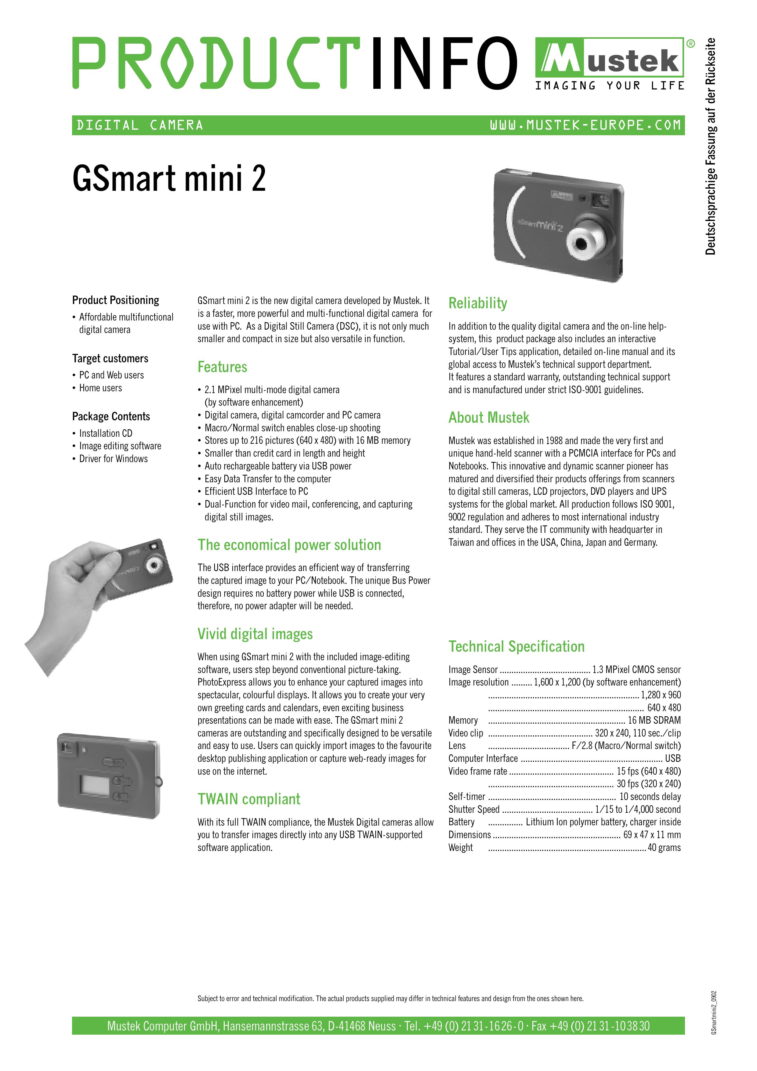 Mustek GSmart mini 2 Camcorder User Manual