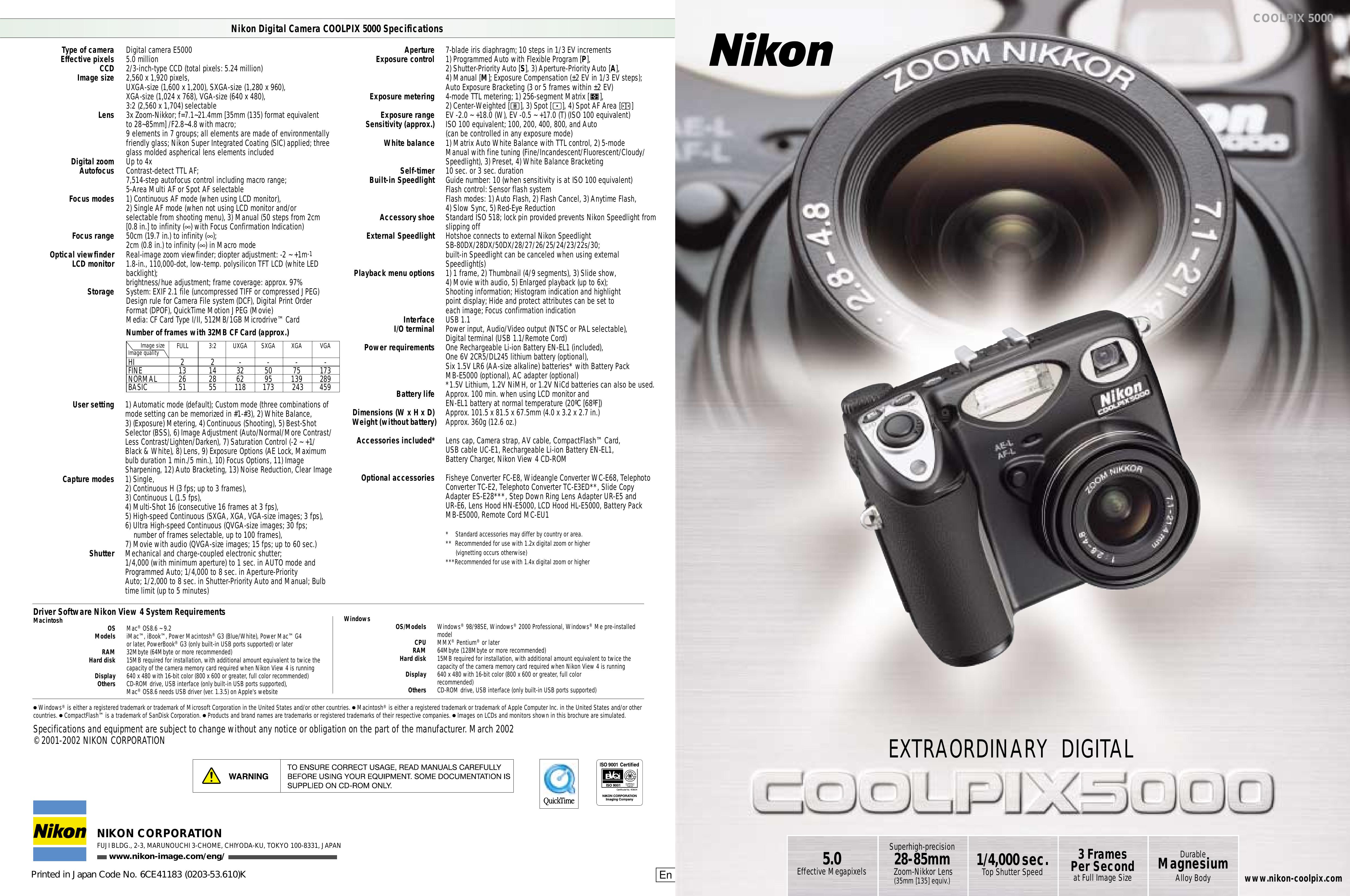 Nikon 5000 Camcorder User Manual