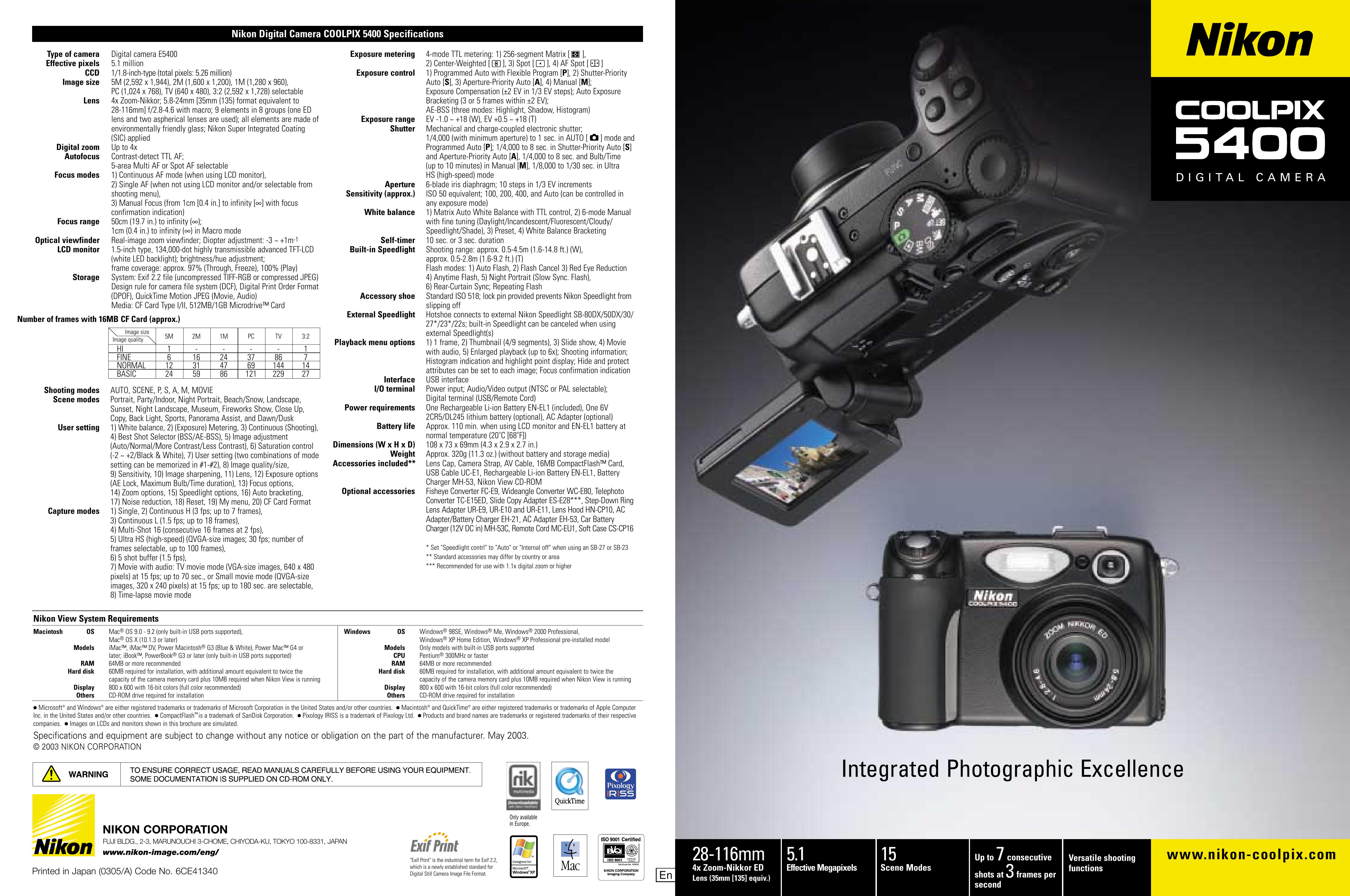 Nikon 5400 Camcorder User Manual