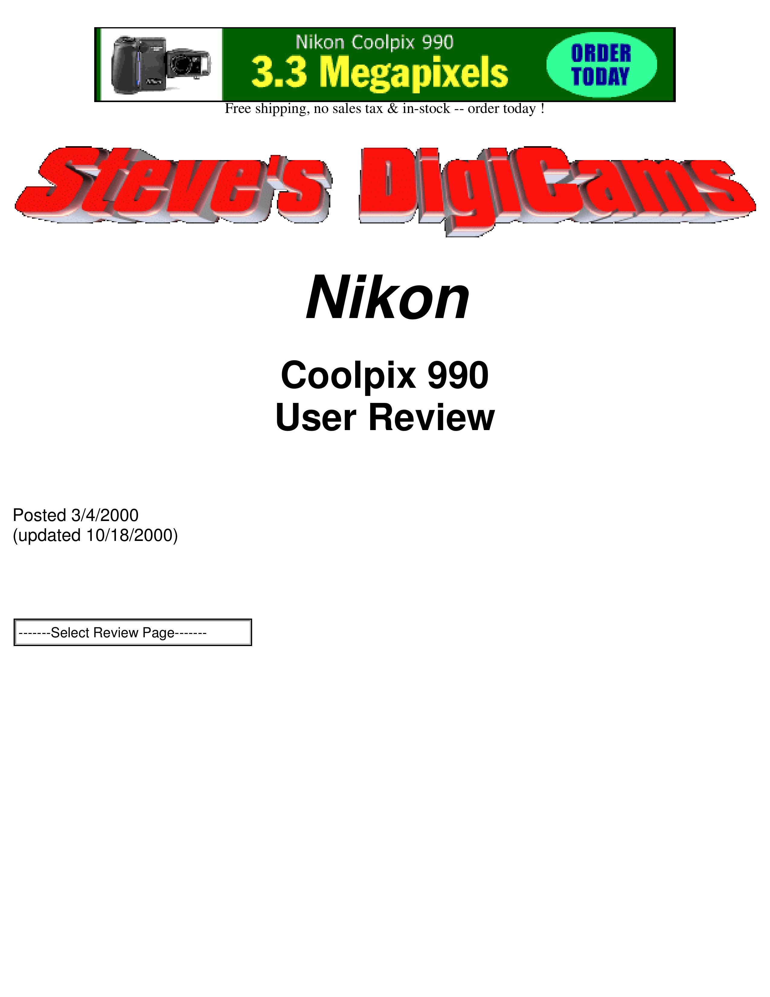 Nikon 990 Camcorder User Manual