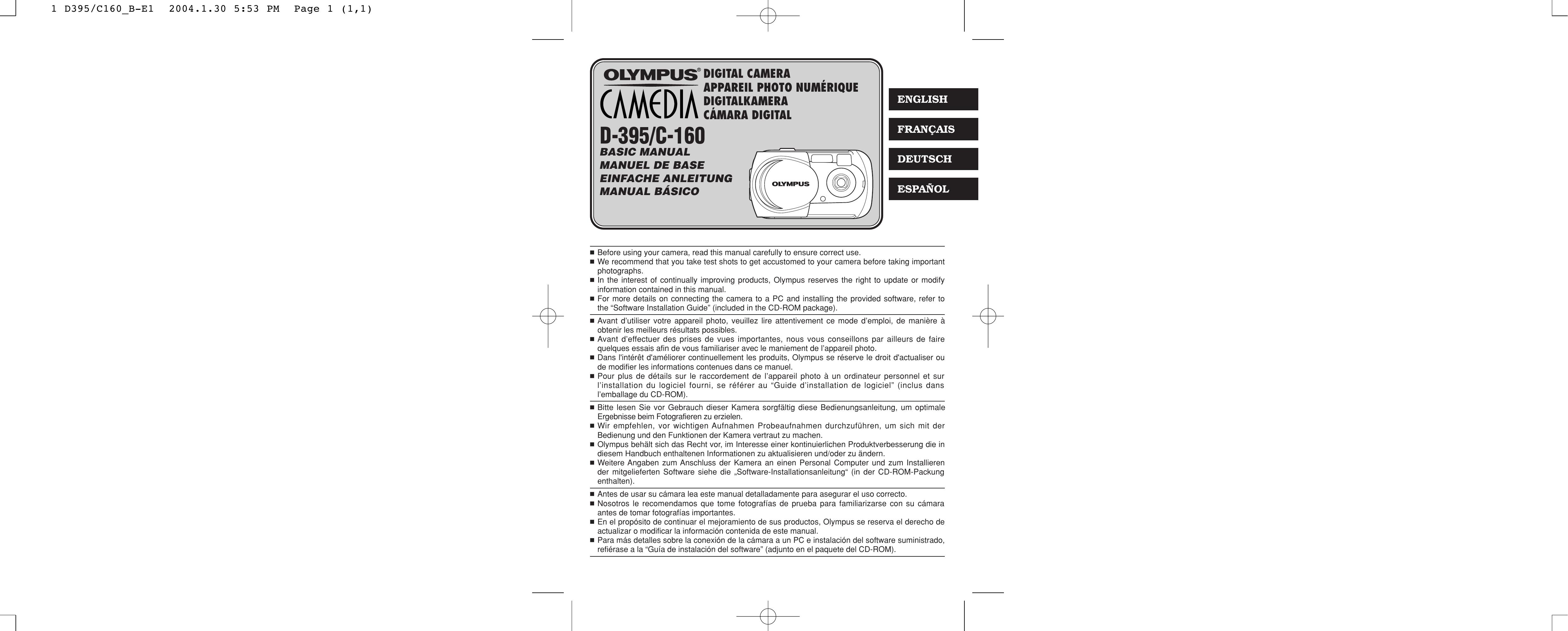 Olympus C-160 Camcorder User Manual