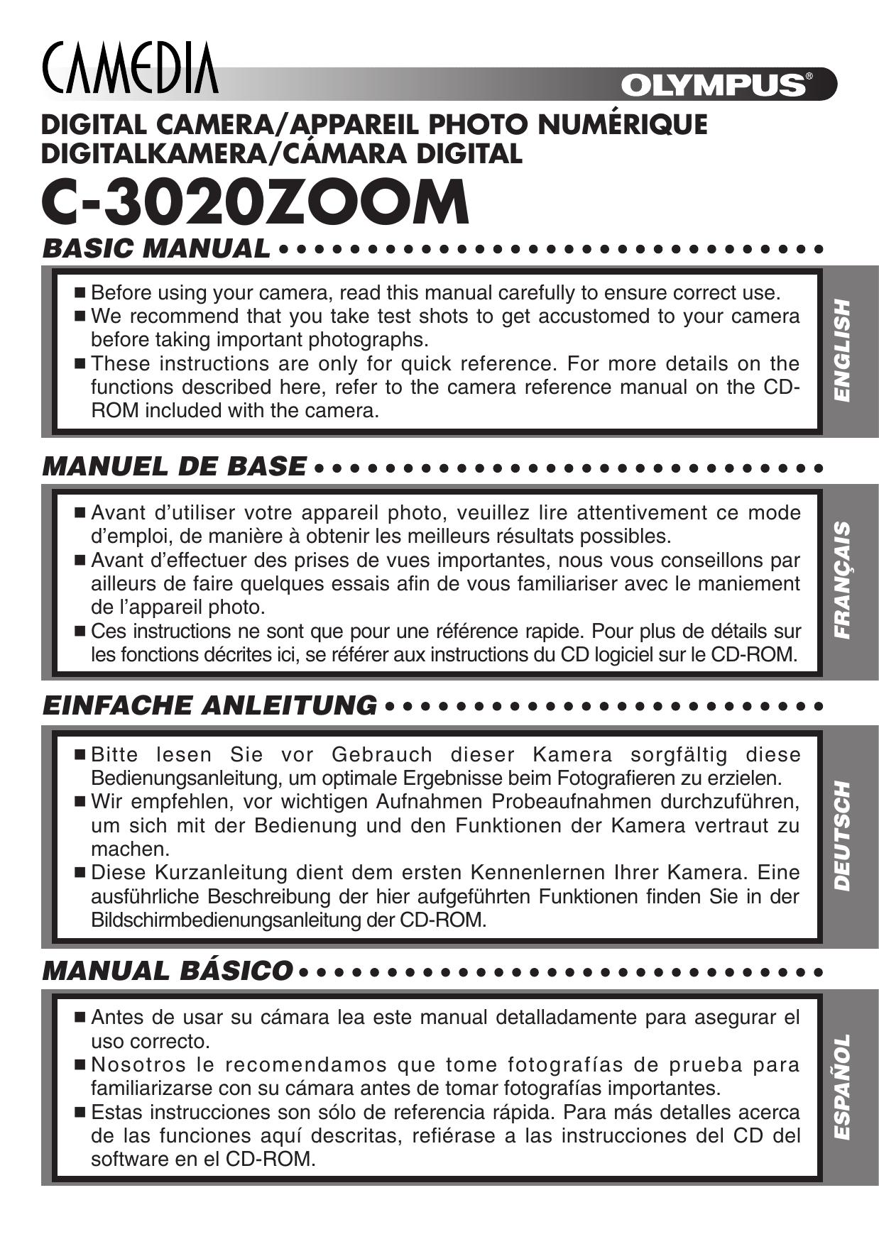 Olympus C-3020 Zoom Camcorder User Manual