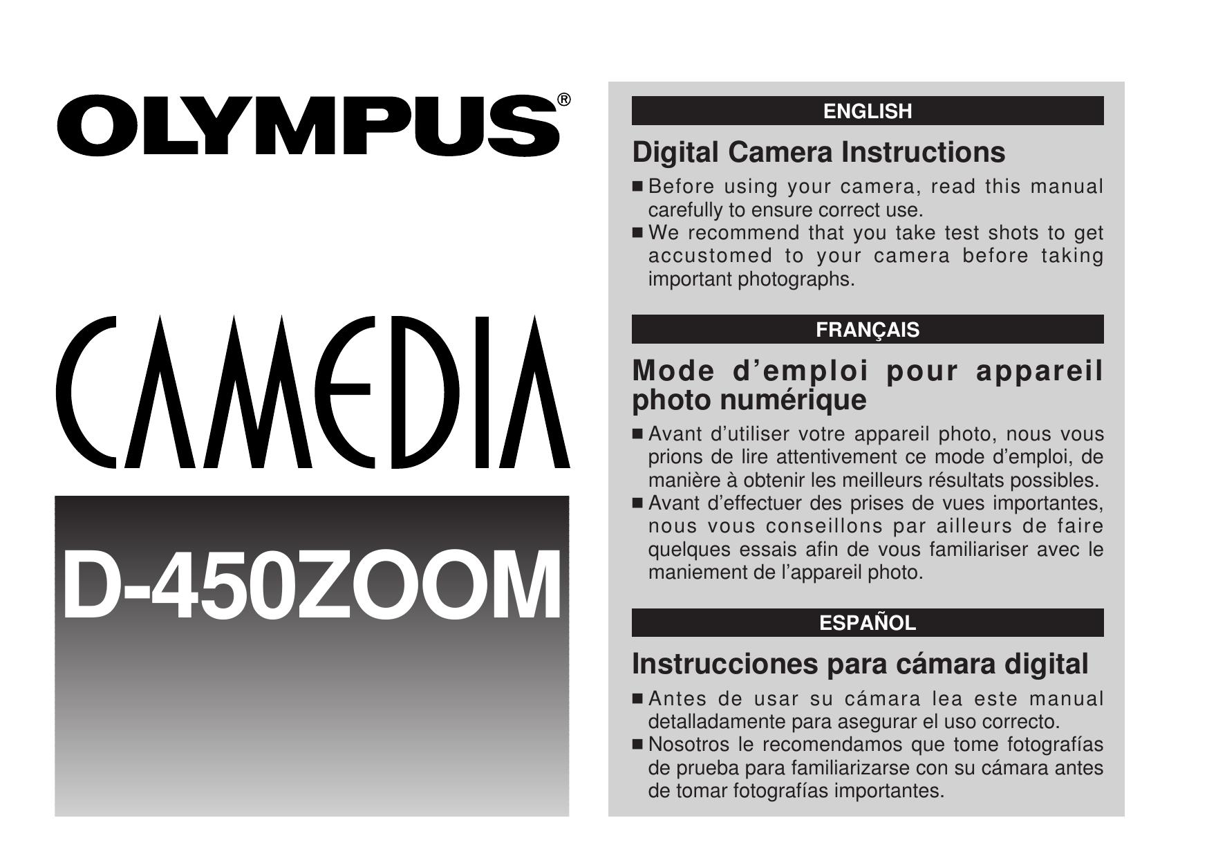 Olympus D-450 Camcorder User Manual