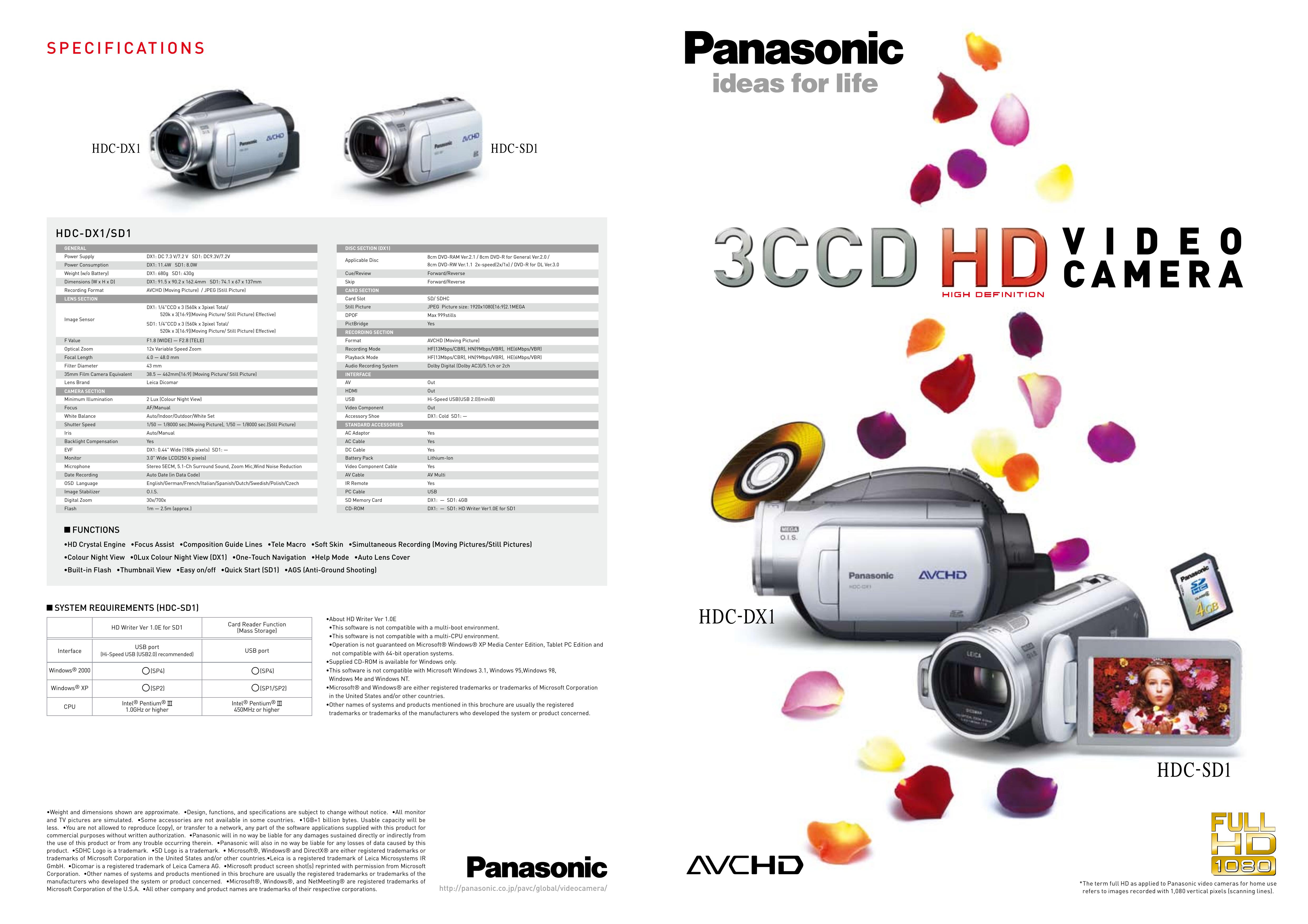 Panasonic 3CCD HD Camcorder User Manual