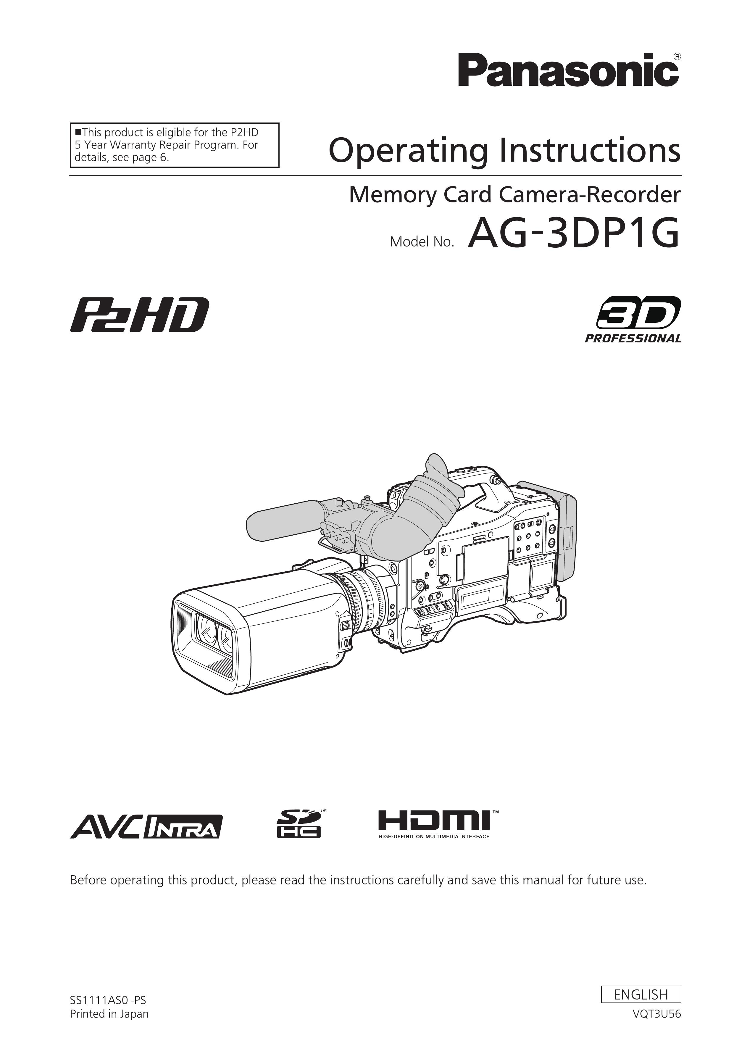 Panasonic AG-3DP1G Camcorder User Manual