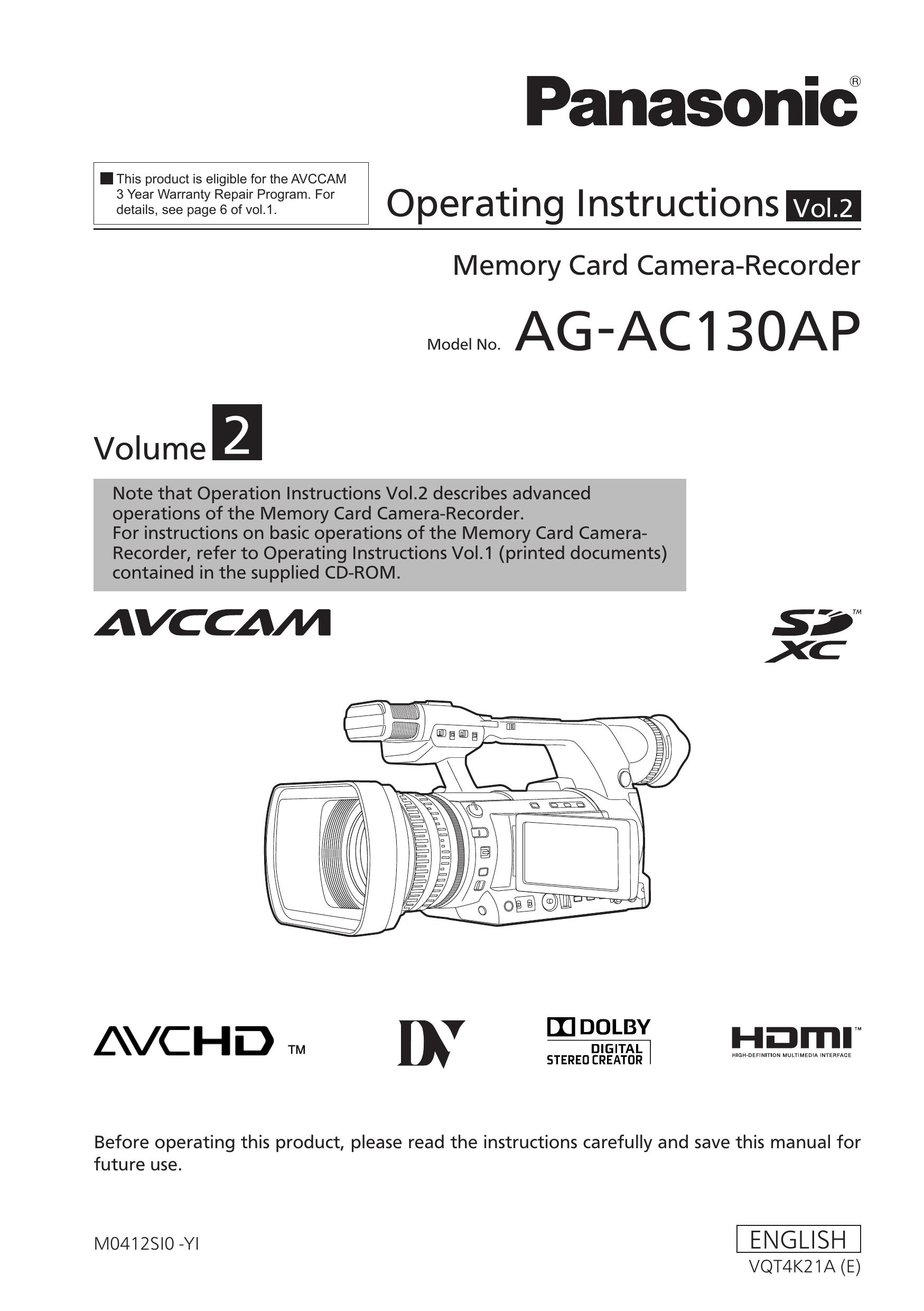 Panasonic AG-AC130AP Camcorder User Manual