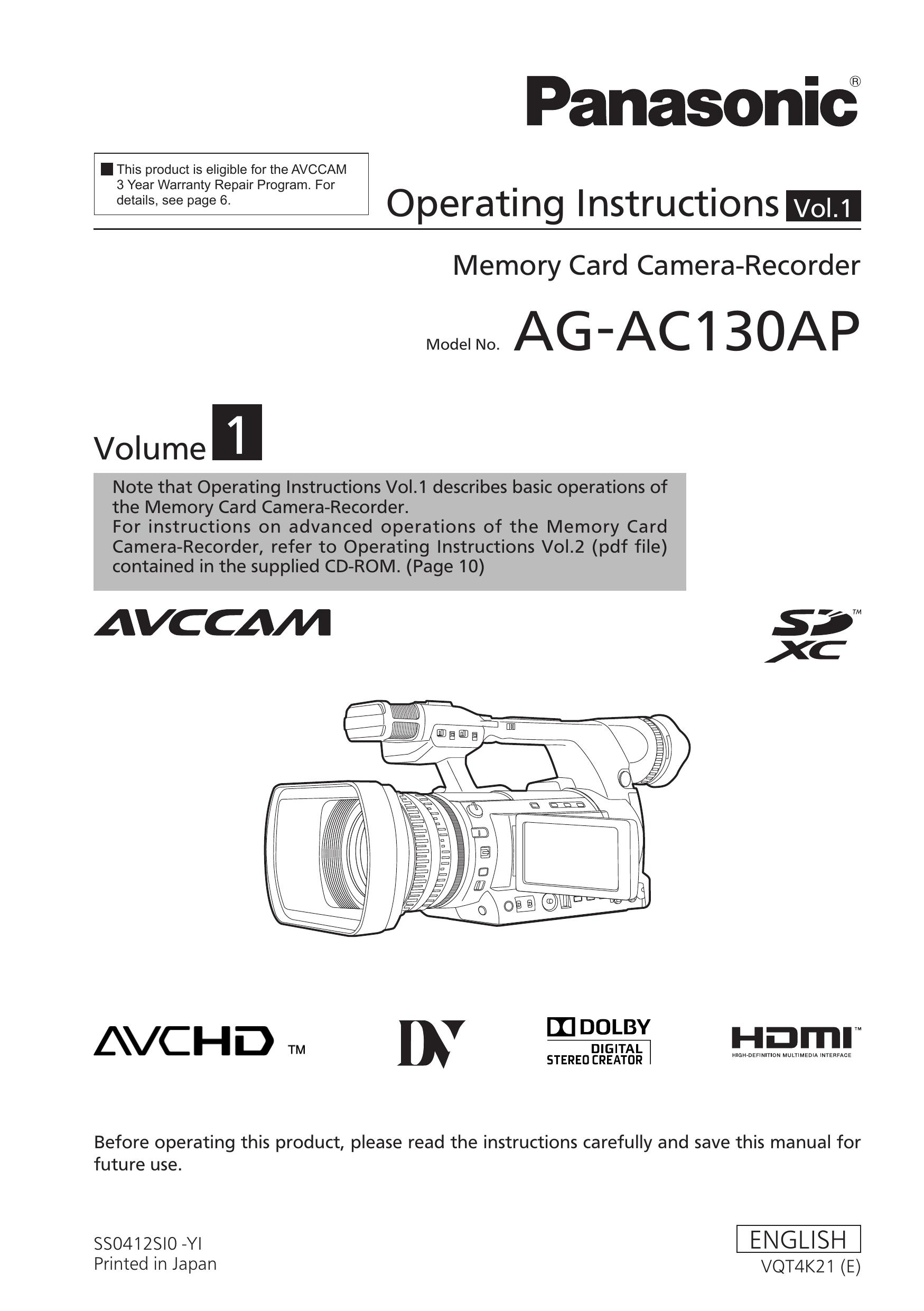 Panasonic AG-AC130AP Camcorder User Manual