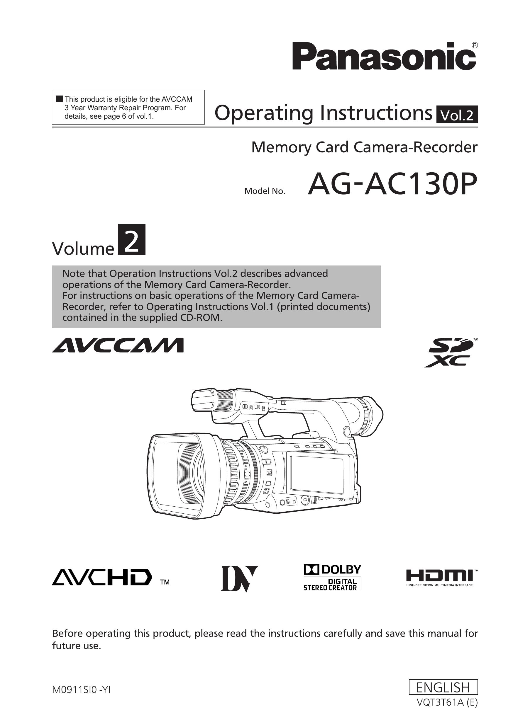 Panasonic AG-AC130P Camcorder User Manual