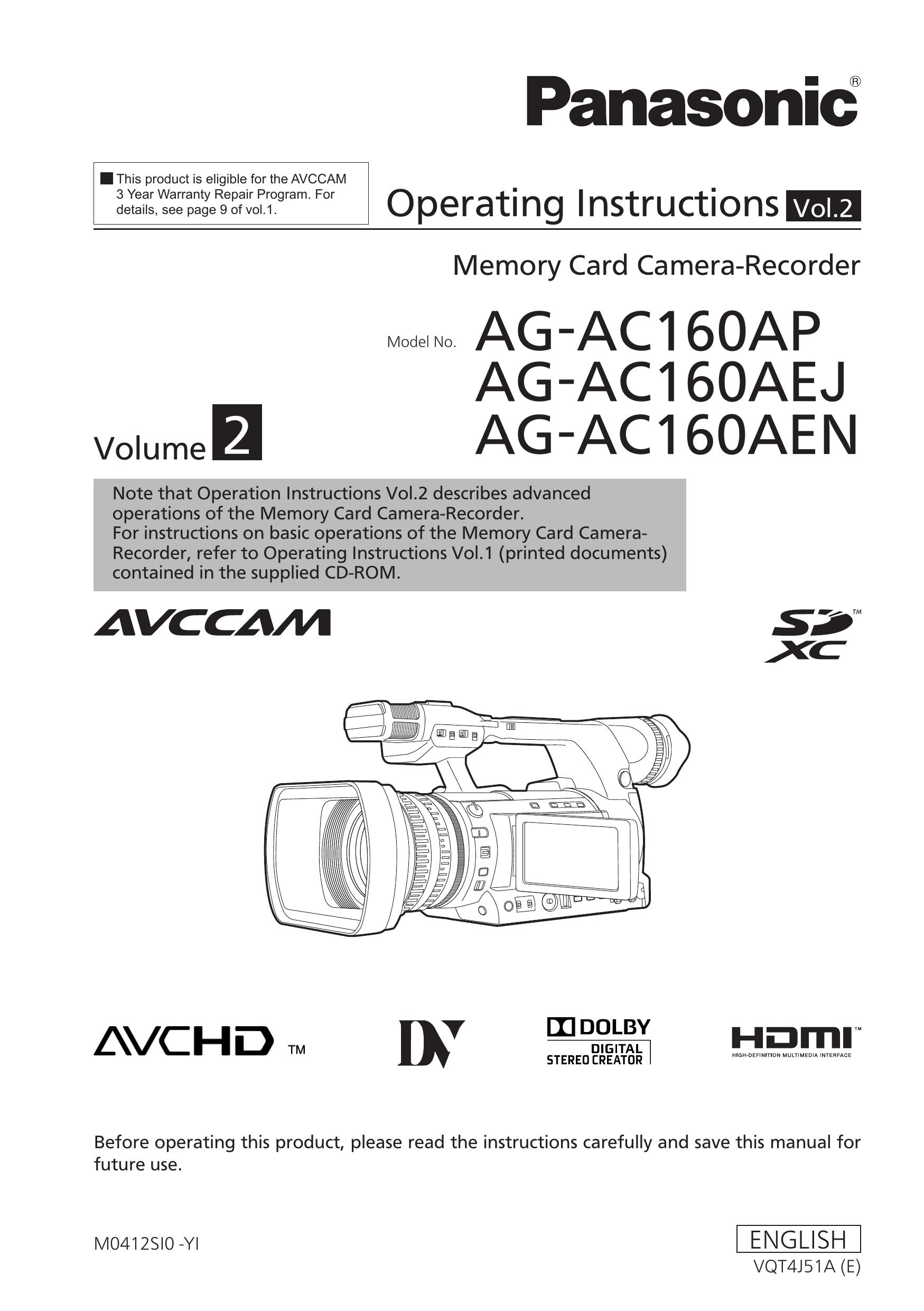 Panasonic AG-AC160AEJ Camcorder User Manual