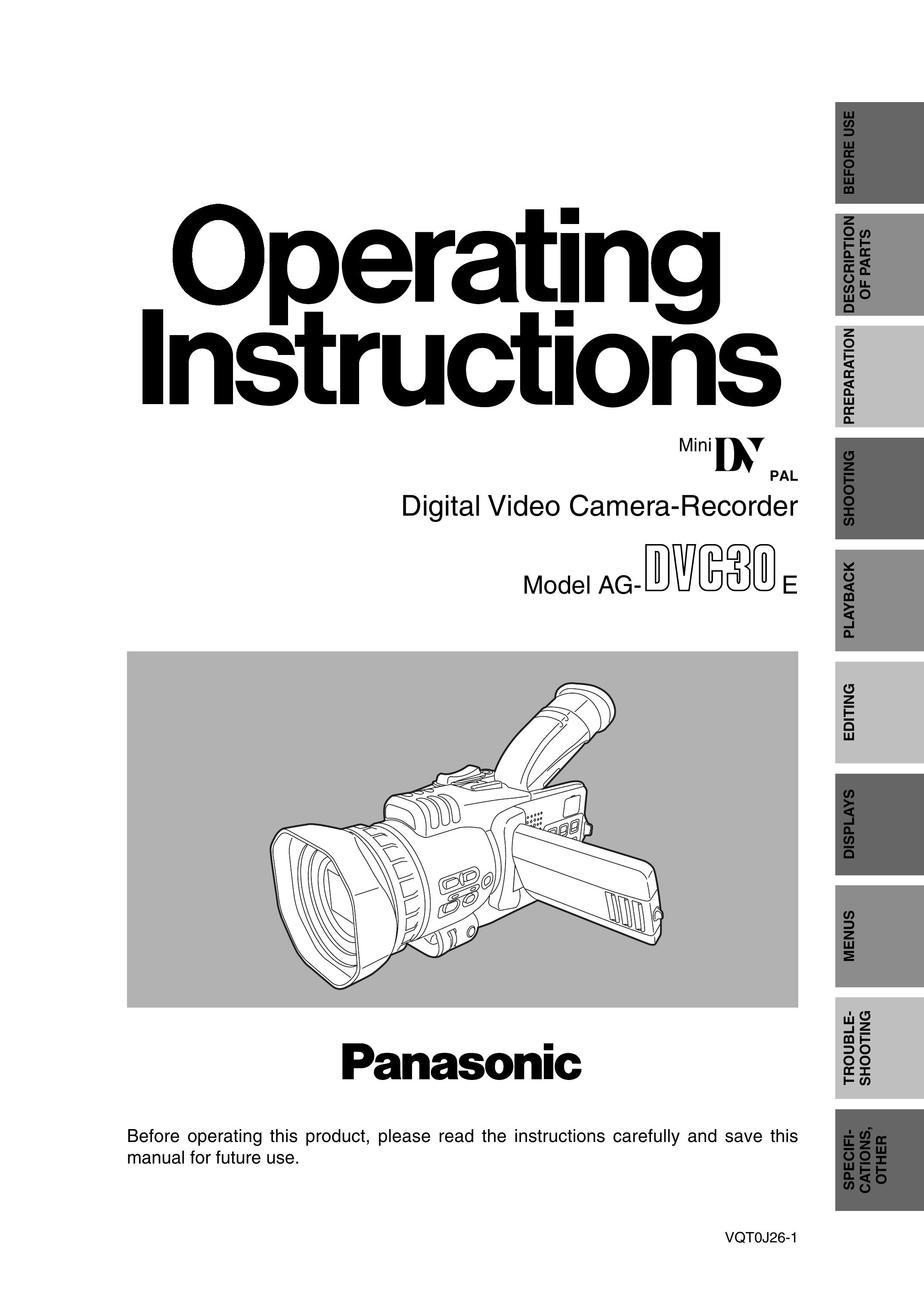 Panasonic AG-DVC30 Camcorder User Manual