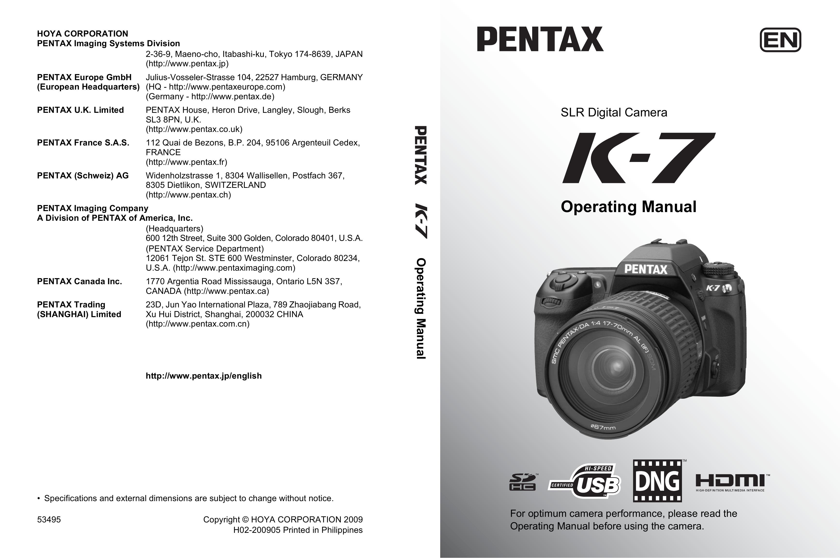 Pentax K-7 Camcorder User Manual