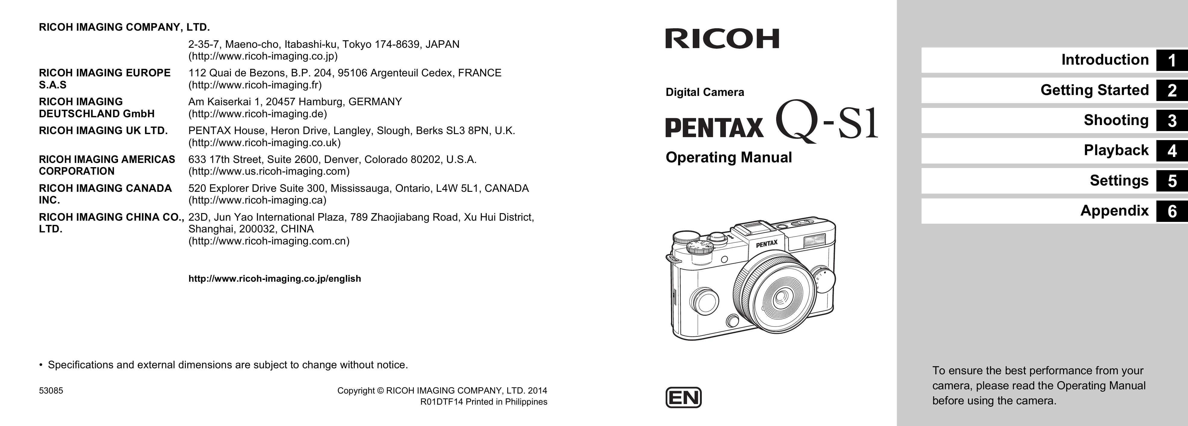 Pentax PENTAX Q-S1 Camcorder User Manual
