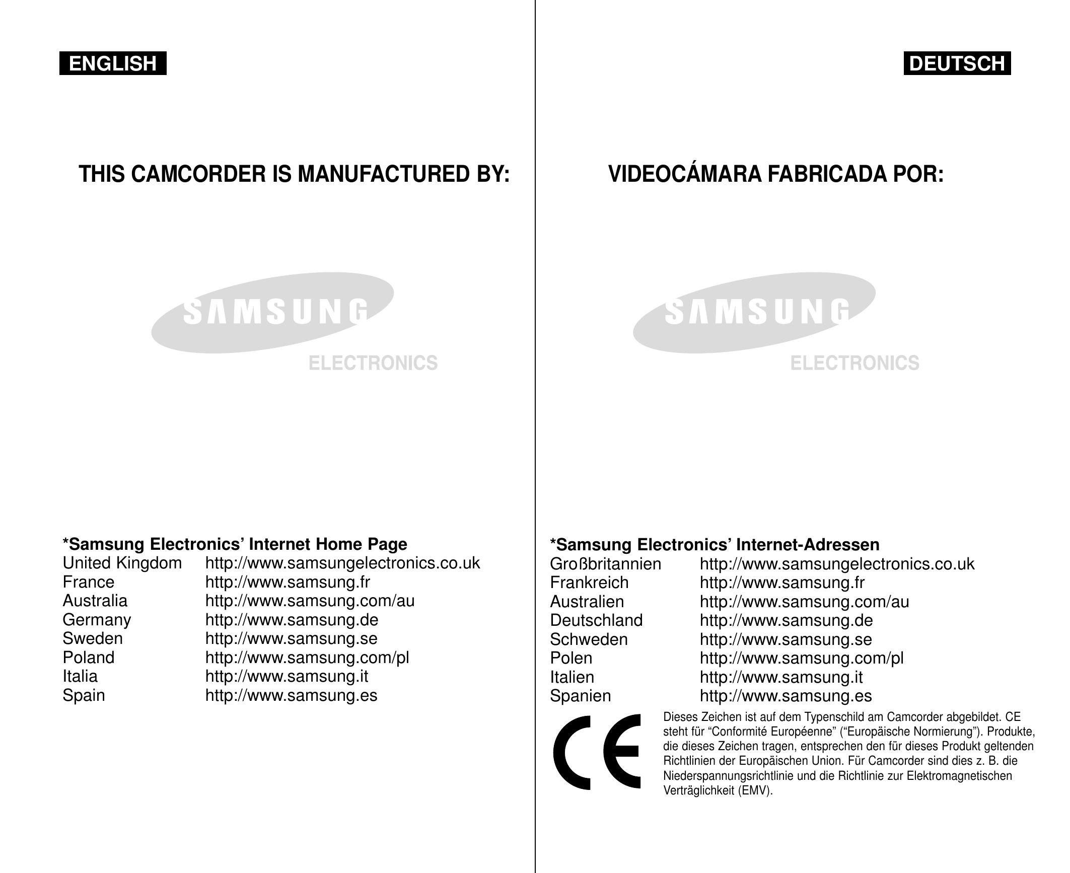 Samsung AD68-00839H Camcorder User Manual